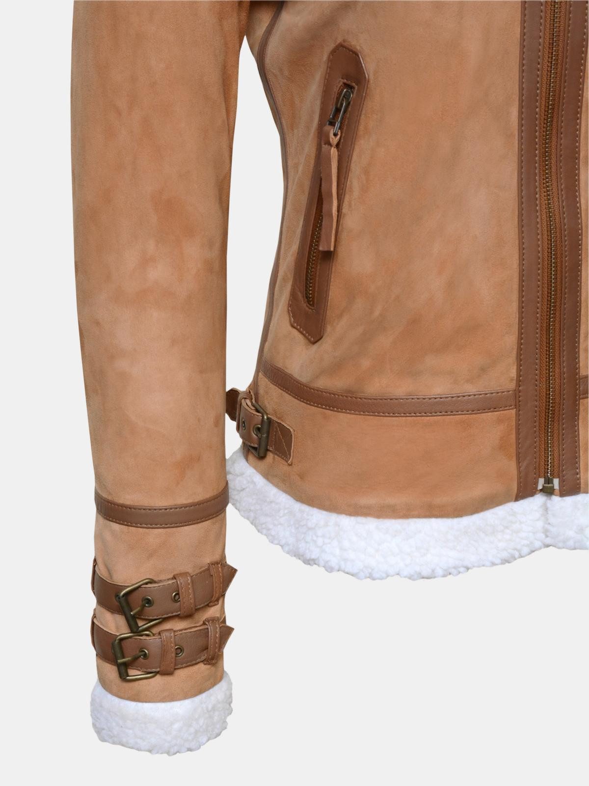 MDM Lederjacke Damen Fell Lederjacke Mit einem Fell Gefüttert
