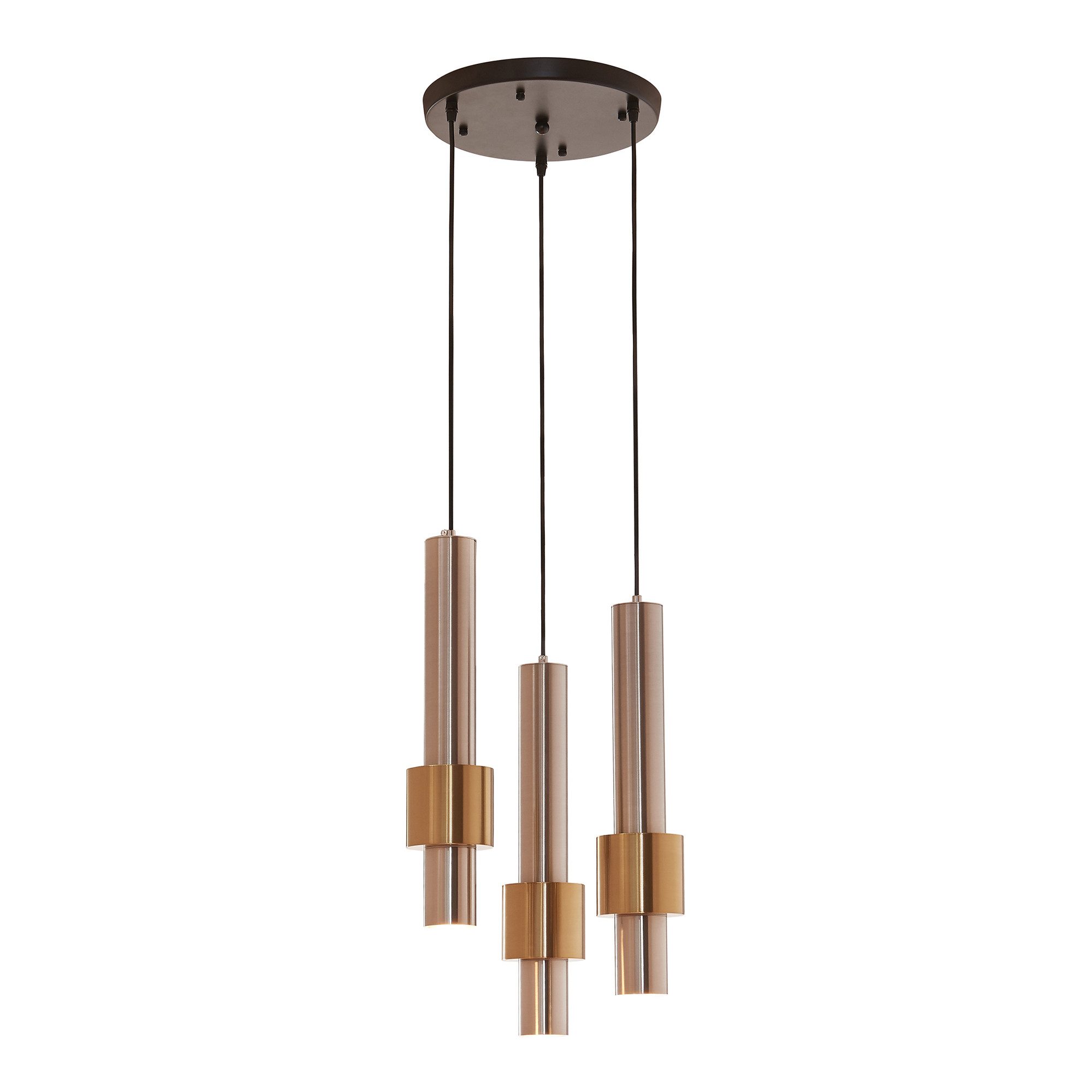 lux.pro Deckenleuchte, ohne Leuchtmittel, »Lulled« 3-flammig 200 x Ø28 cm GU10 Metall Silber/Gold