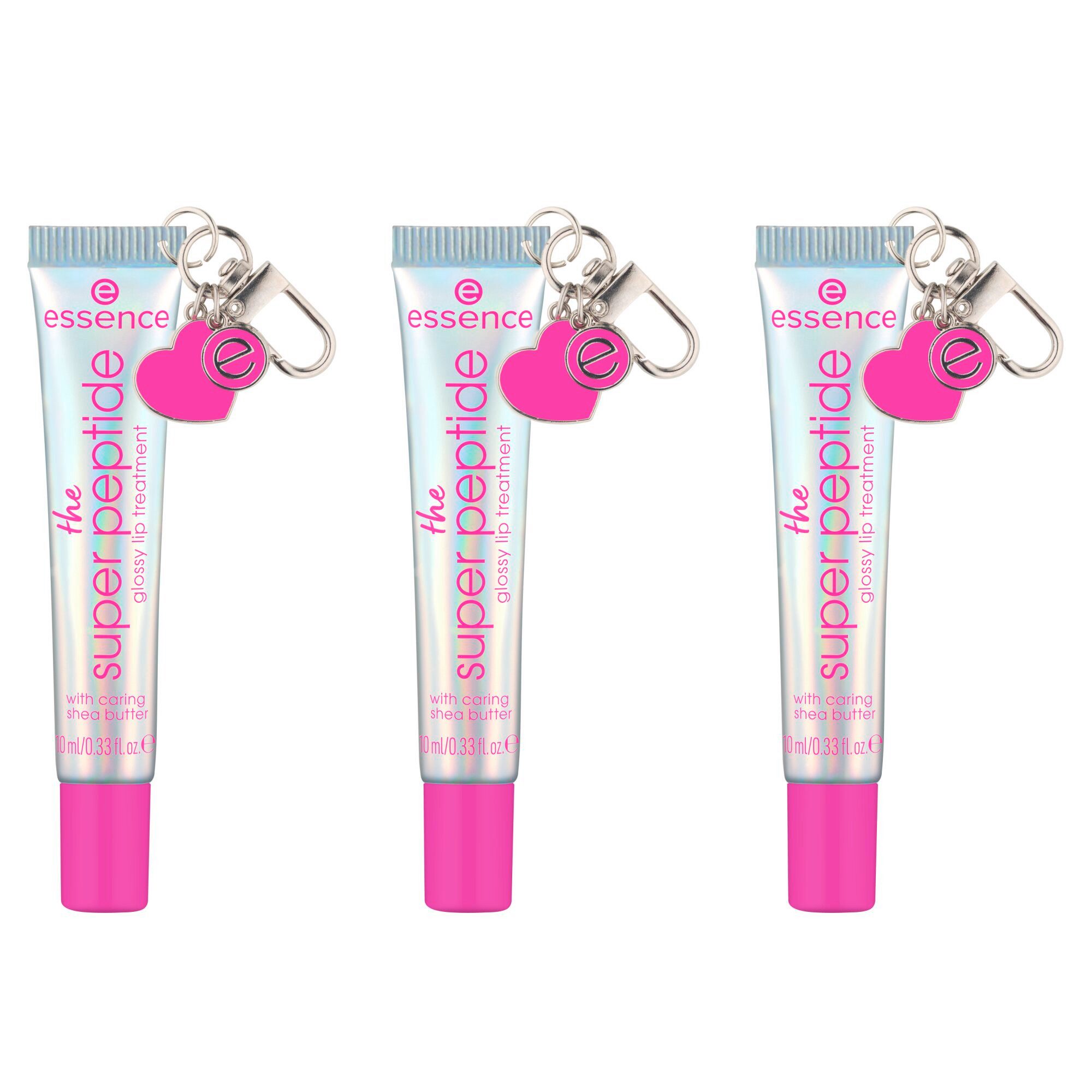 Essence Lipgloss THE SUPER PEPTIDE GLOSSY LIP TREATMENT, 3-tlg., mit milchig glänzender Textur