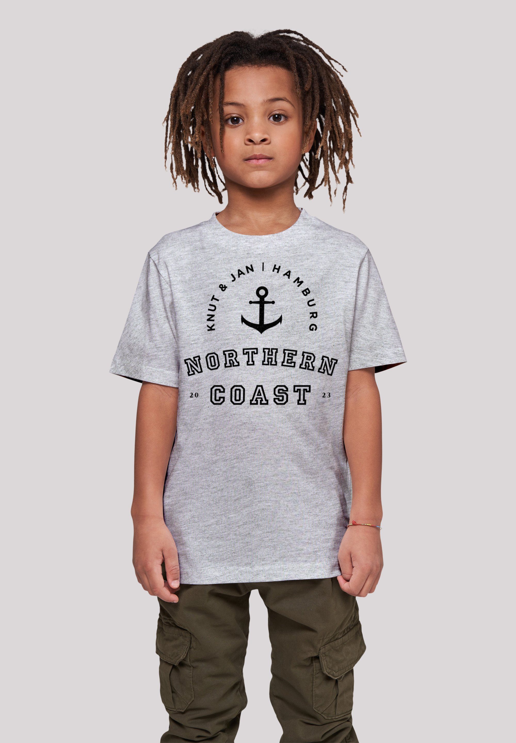 F4NT4STIC T-Shirt Northern Coast Knut Jan Hamburg Print grey & heather