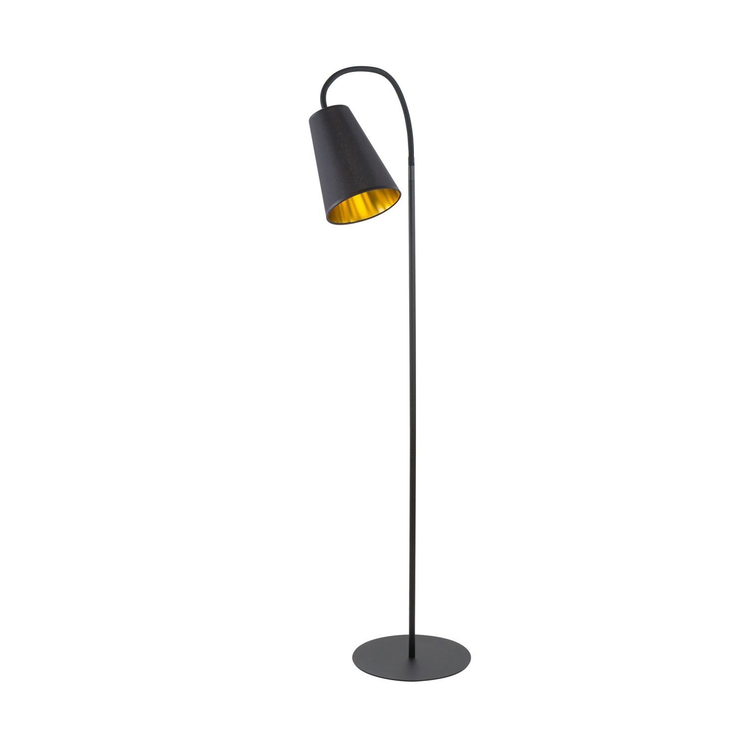 Licht-Erlebnisse Stehlampe BANTA, ohne Leuchtmittel, Klein 145 cm verstellbarer Schirm Retro Schwarz Gold Wohnzimmer