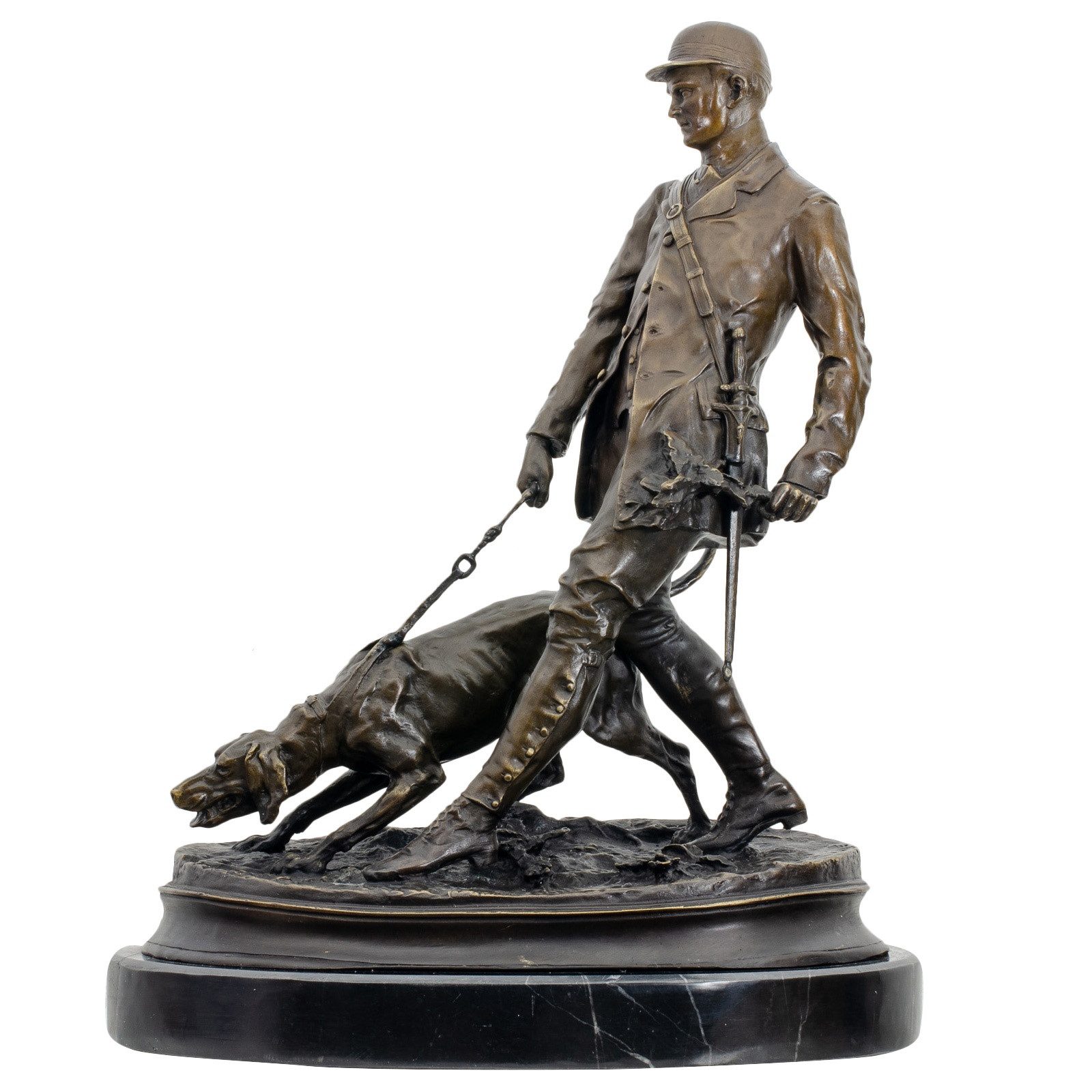 Aubaho Dekoobjekt Bronzeskulptur Jäger Jagd Figur Statue nach Pierre Jules Mene Kopie