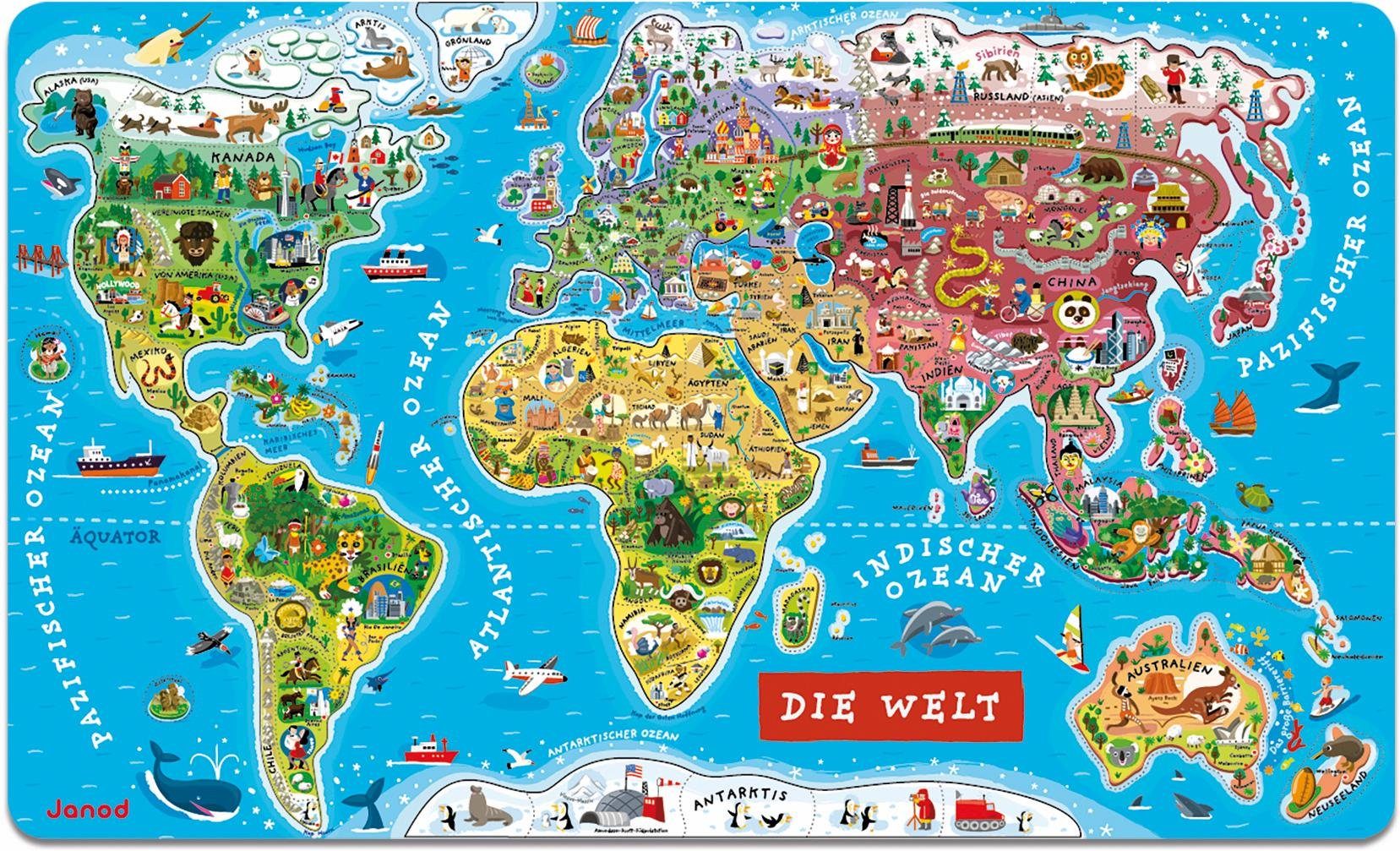 Puzzleteile Puzzle Die Welt, Janod 92