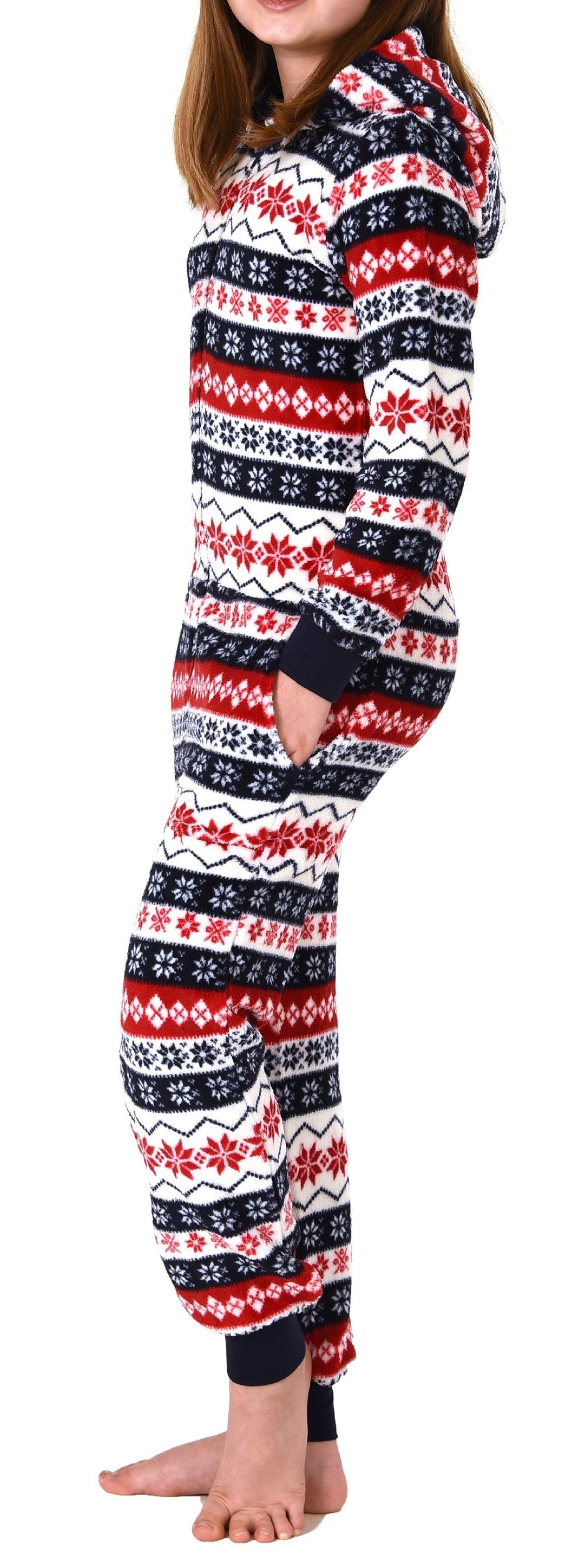 Normann Pyjama Mädchen Jumpsuit Overall Schlafanzug in Norweger Optik