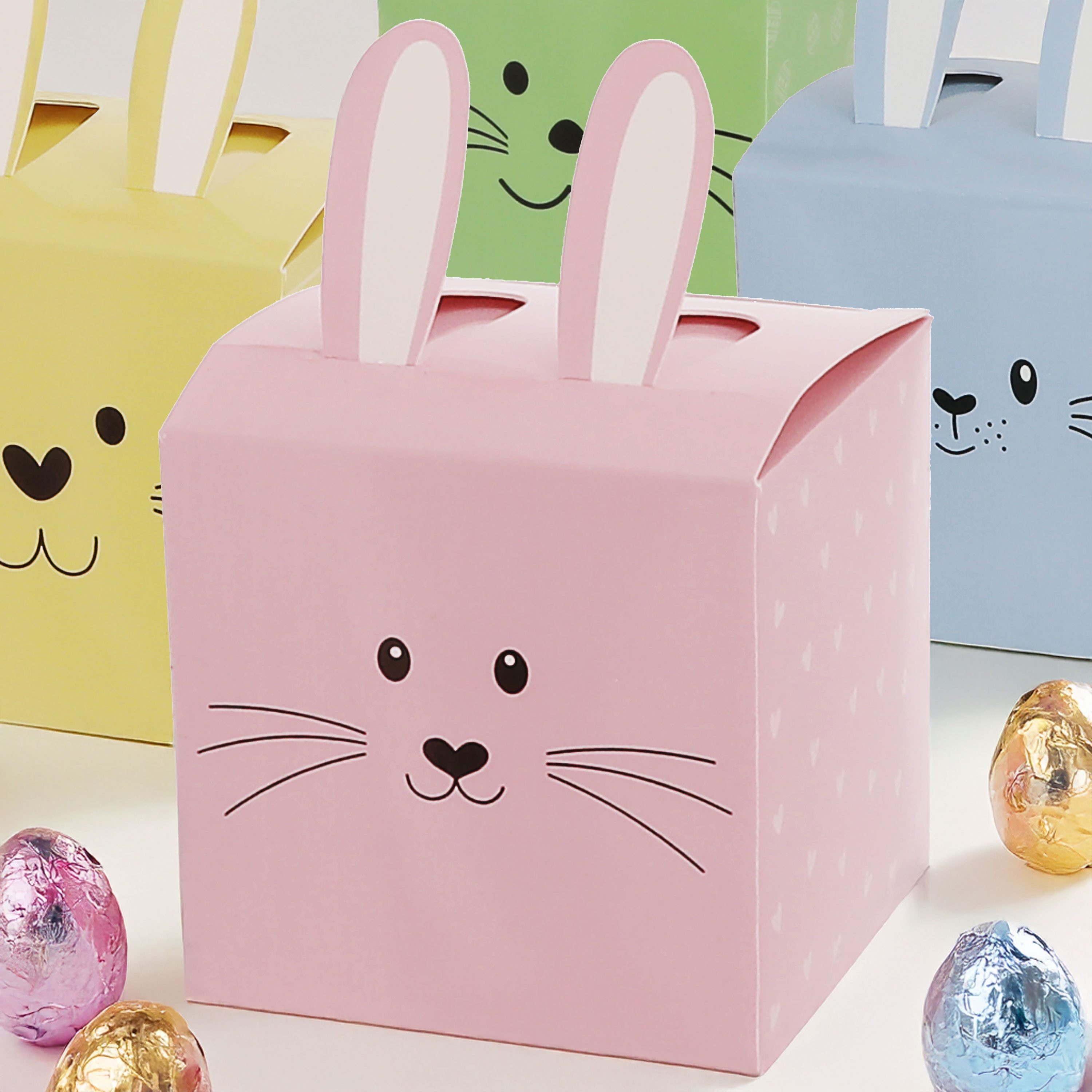 CEPEWA Osternest Osterbox Hasenohren 8er Set 7,5cm Papier 300gsm gelb blau grün rosa