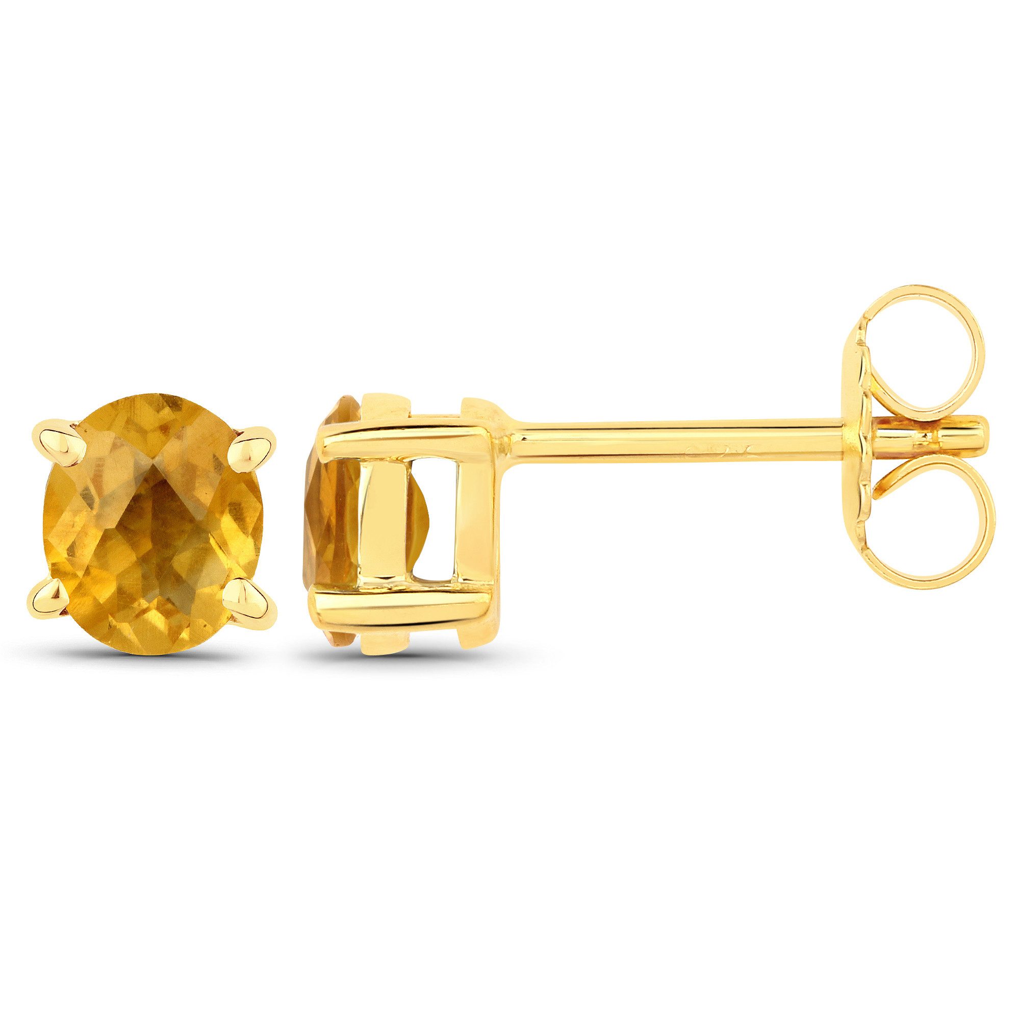 Vira Jewels Paar Ohrstecker 925-Sterling Silber vergoldet Glänzend Citrin gelb