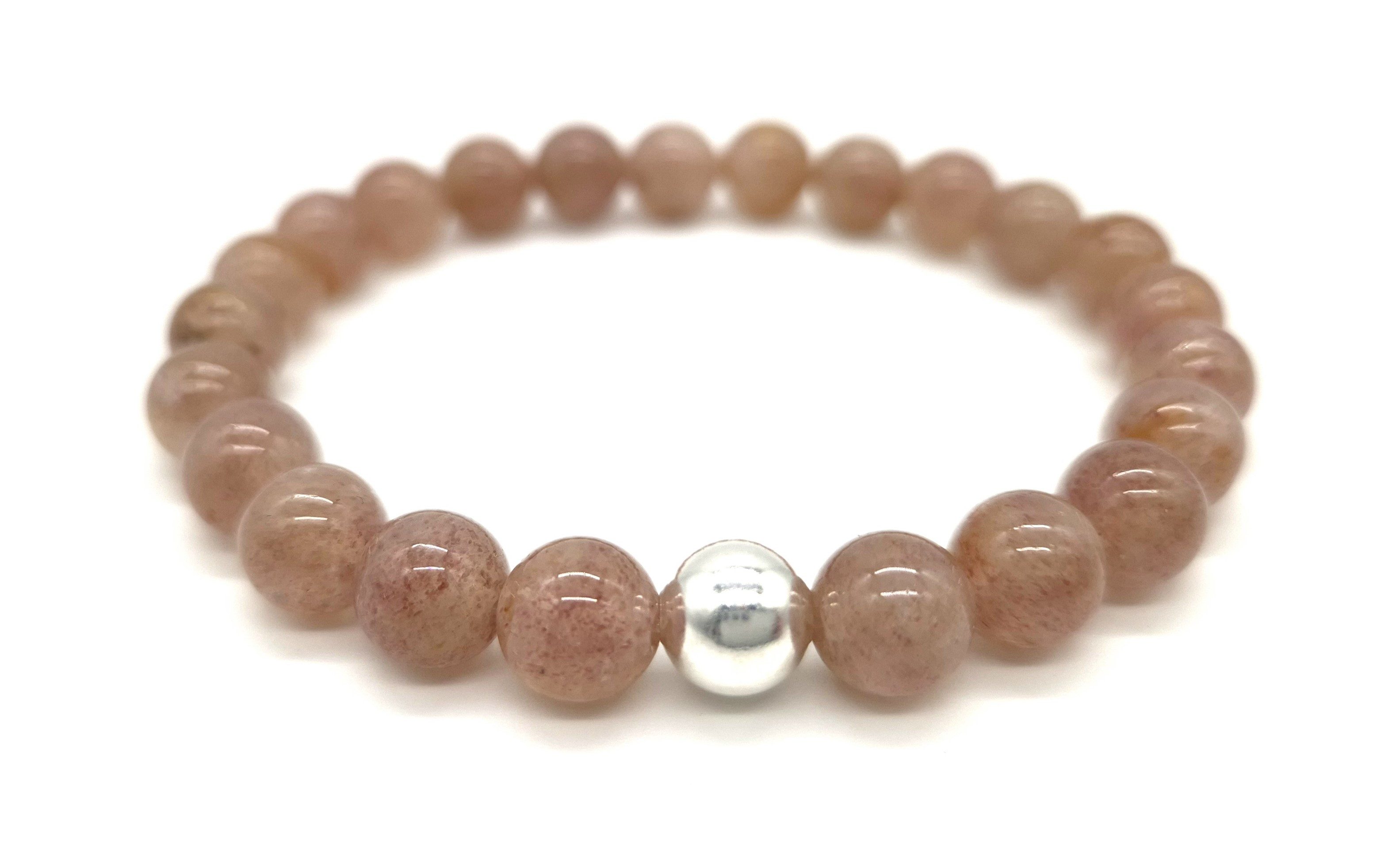 NAHLE Perlenarmband Erdbeerquarz mit 925 Silberperle Naturstein Armband (in günstig online kaufen