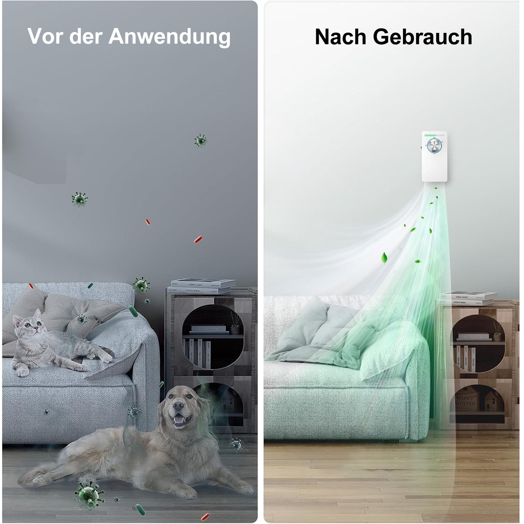 Senmudi Luftreiniger Mini Luftreiniger, steckbar, Geruchsentferner, für 30 m² Räume, für Zimmer, Rauch, Badezimmer, Haustiere, Formaldehyd und Geruch