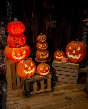 Horror-Shop Dekoobjekt Klassischer Halloween Kürbis mit LED Licht 22 cm