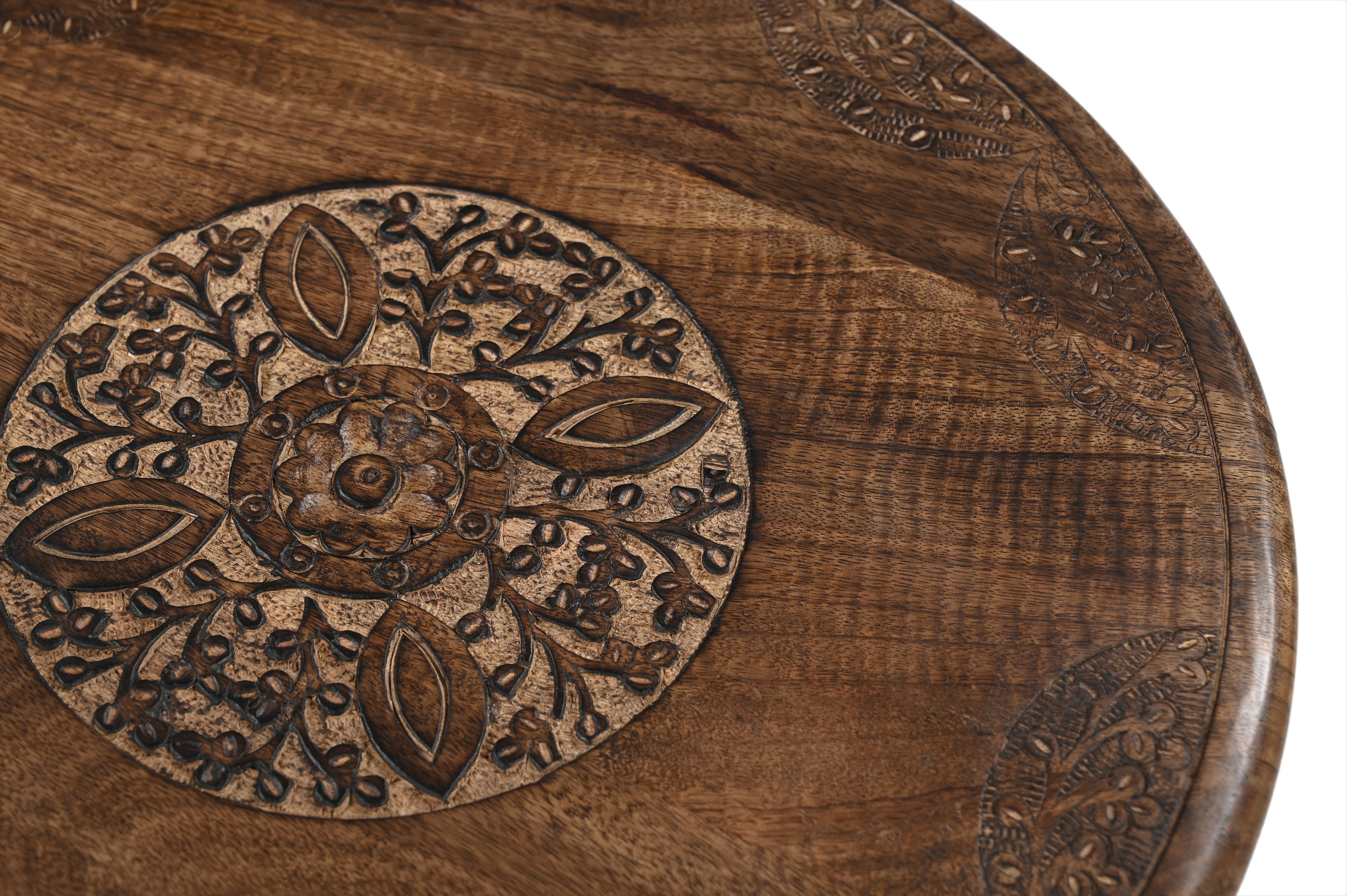 iAnanas Beistelltisch Mangoholz Massiv Sofatisch Dekotisch Wohnzimmertisch (1-St), Mangoholz handgeschnitzt Nachttisch 45x45 cm Sofatisch Wohnzimmertisch