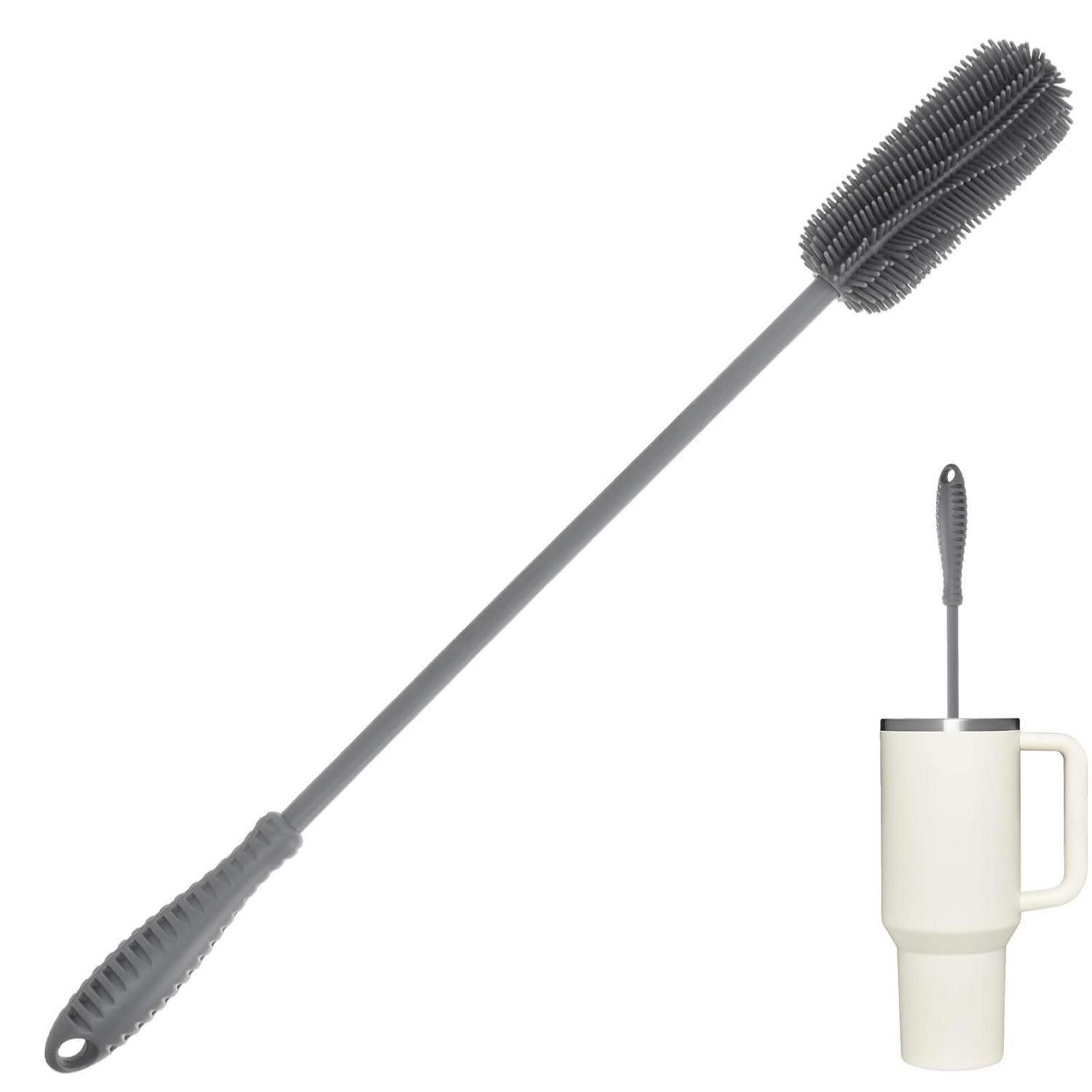 LuxusKollektion Fischentschupper Flaschenbürste Silikon Lang Griff Grau 40cm
