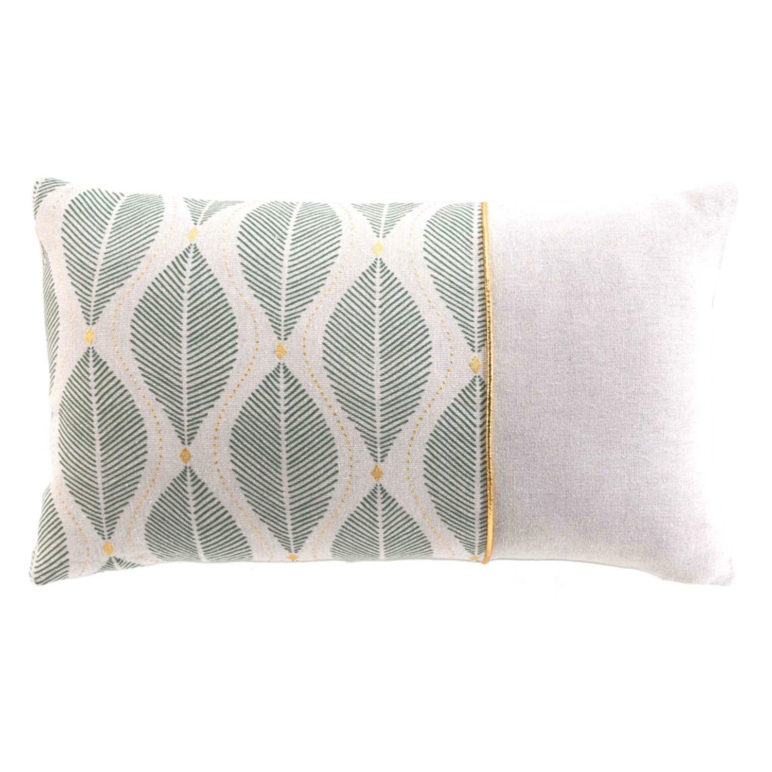 Macosa Home Dekokissen Kissen 45 cm od. 30 x 50 cm Beige Grün Baumwolle Metallfaser, Reißverschluss inkl. Füllung