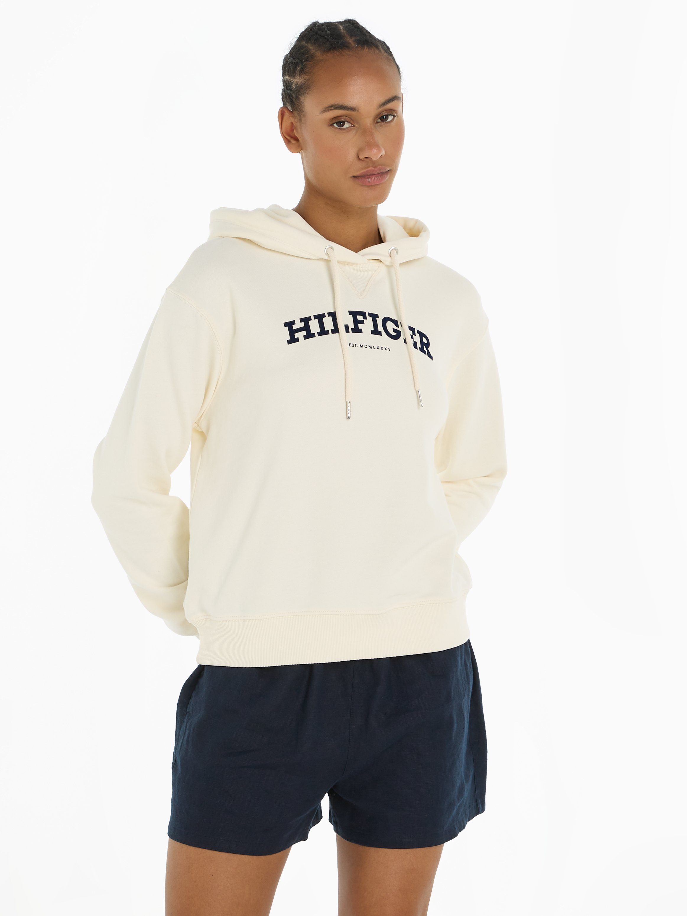 Tommy Hilfiger Hoodie REG MONOTYPE FLOCK HOODIE mit Logoschriftzug