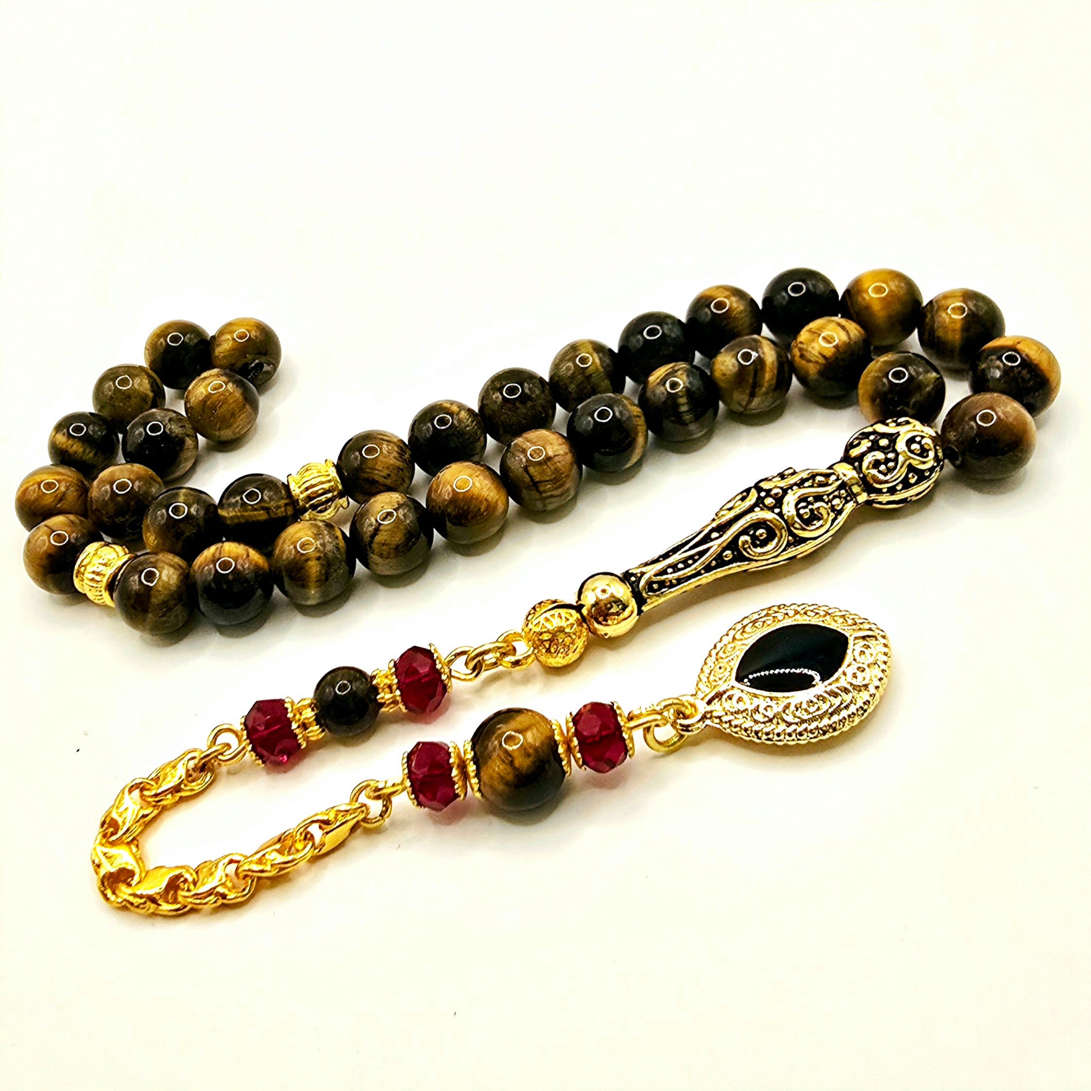 M-Punkt24 Kettenanhänger Tesbih Tespih Subha Gebetskette (Tigerauge, Kaplan günstig online kaufen