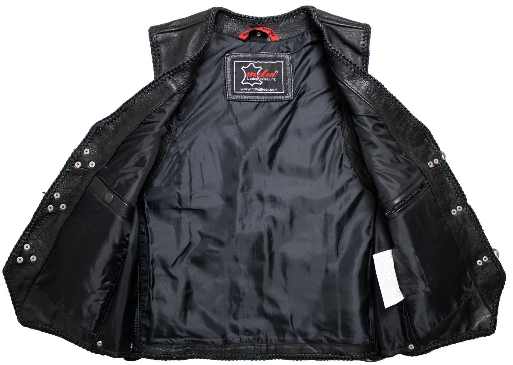 MDM Lederweste Damen Biker Lederweste (Biker Motorrad Lederweste)