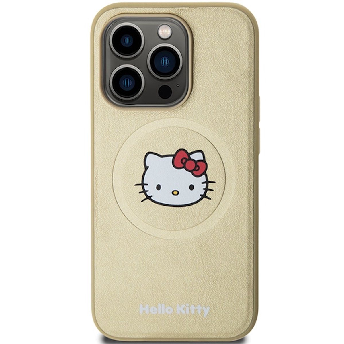 Hello Kitty Smartphone-Hülle Hello Kitty Apple iPhone 15 Kitty Head Case Cover Hülle MagSafe Gold