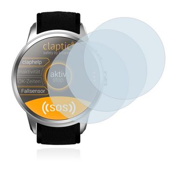 Savvies Panzerglas für Claptic Smartwatch, Displayschutzglas, 3 Stück, Schutzglas Echtglas 9H Härte klar Anti-Fingerprint