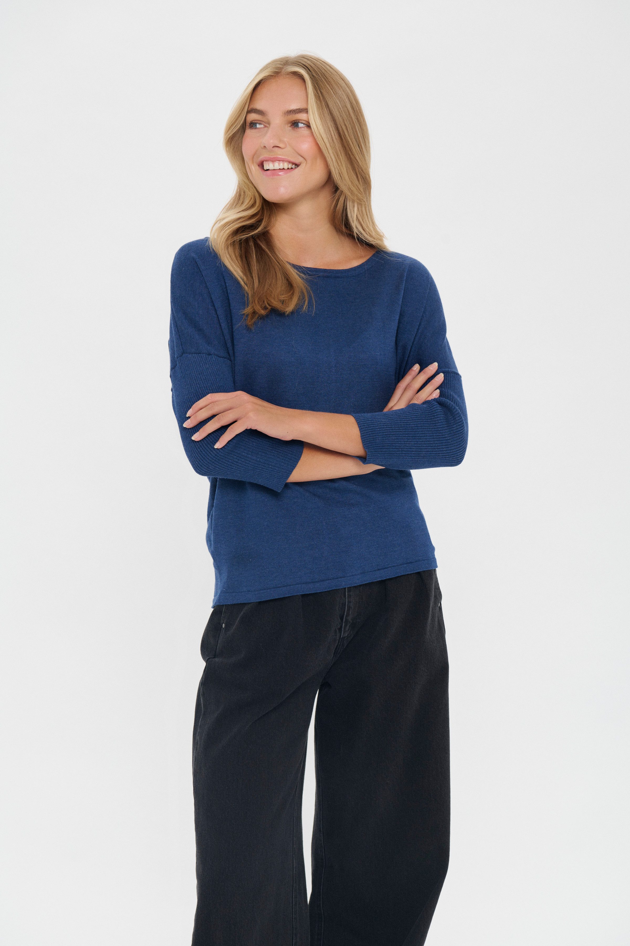 Saint Tropez Rundhalspullover A2561, MilaSZ R-Neck Feinstrick mit Viskose, günstig online kaufen