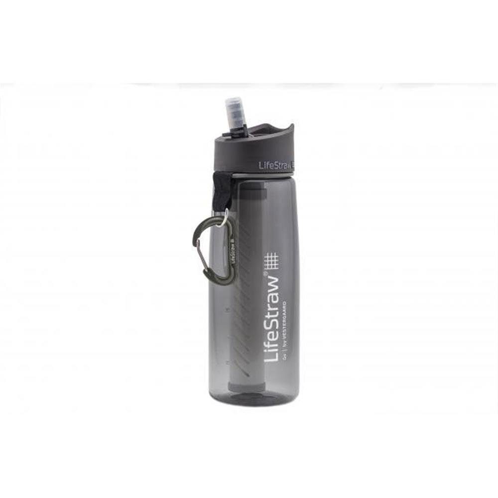Klappverschluss Outdoor, Trinkflasche Wasserflasche, 2-Filter, Go LifeStraw Camping, Grau,