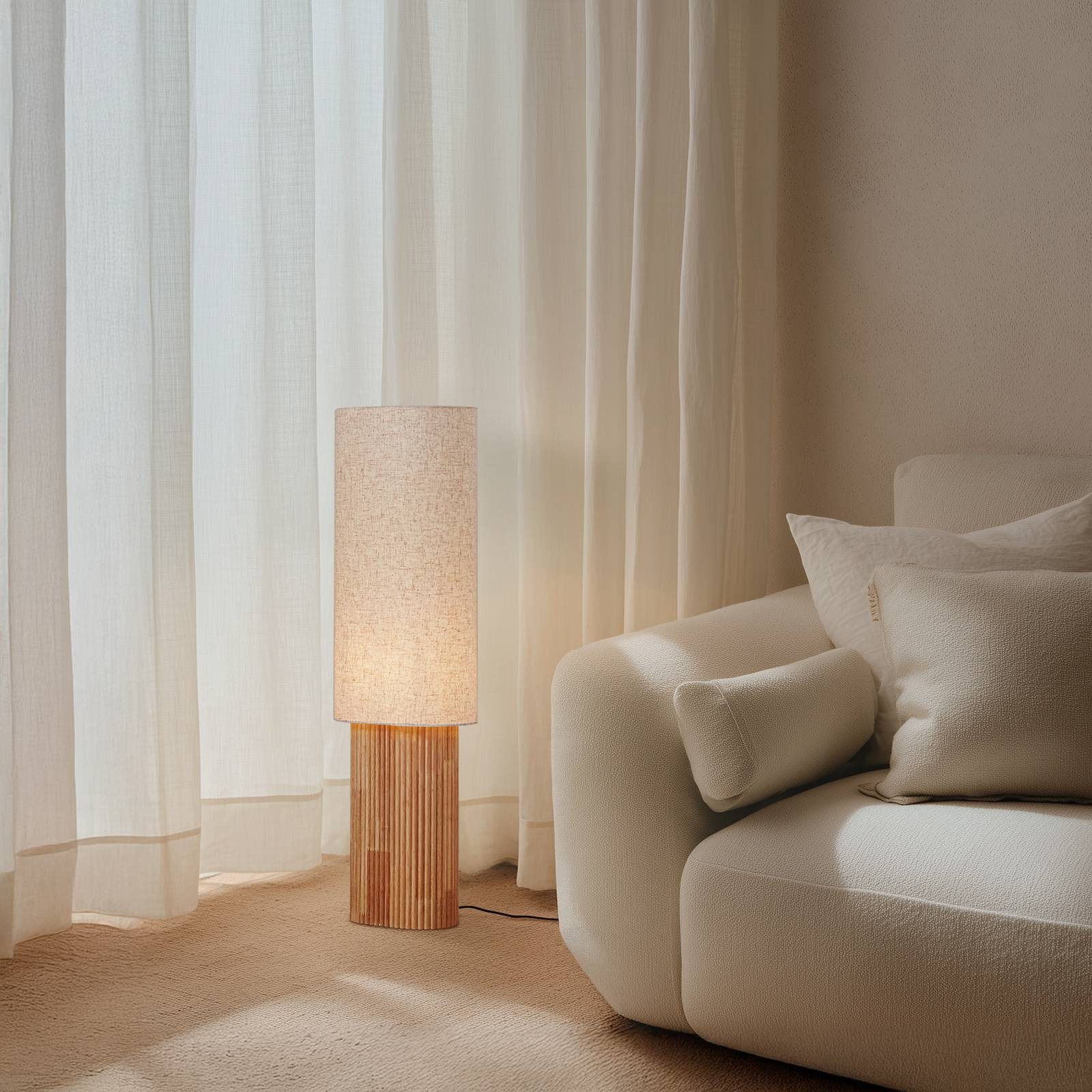 Lindby Stehlampe Kimiko, Holz IP20, 1 x 15 W LED