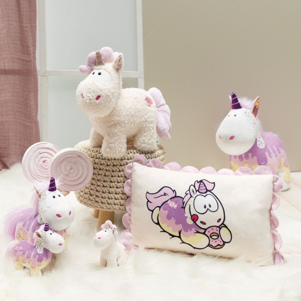 Nici Dekokissen Süßes Rechteckiges Kissen Einhorn Sweety Rainbow, Nici süßes Dekokissen