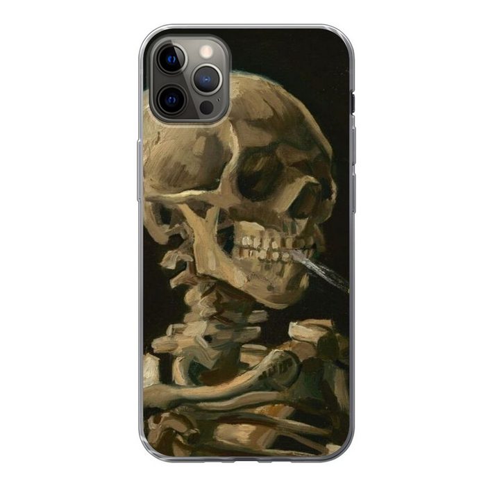 MuchoWow Handyhülle Skelettkopf mit brennender Zigarette - Vincent van Gogh Handyhülle Apple iPhone 12 Pro Max Smartphone-Bumper Print Handy