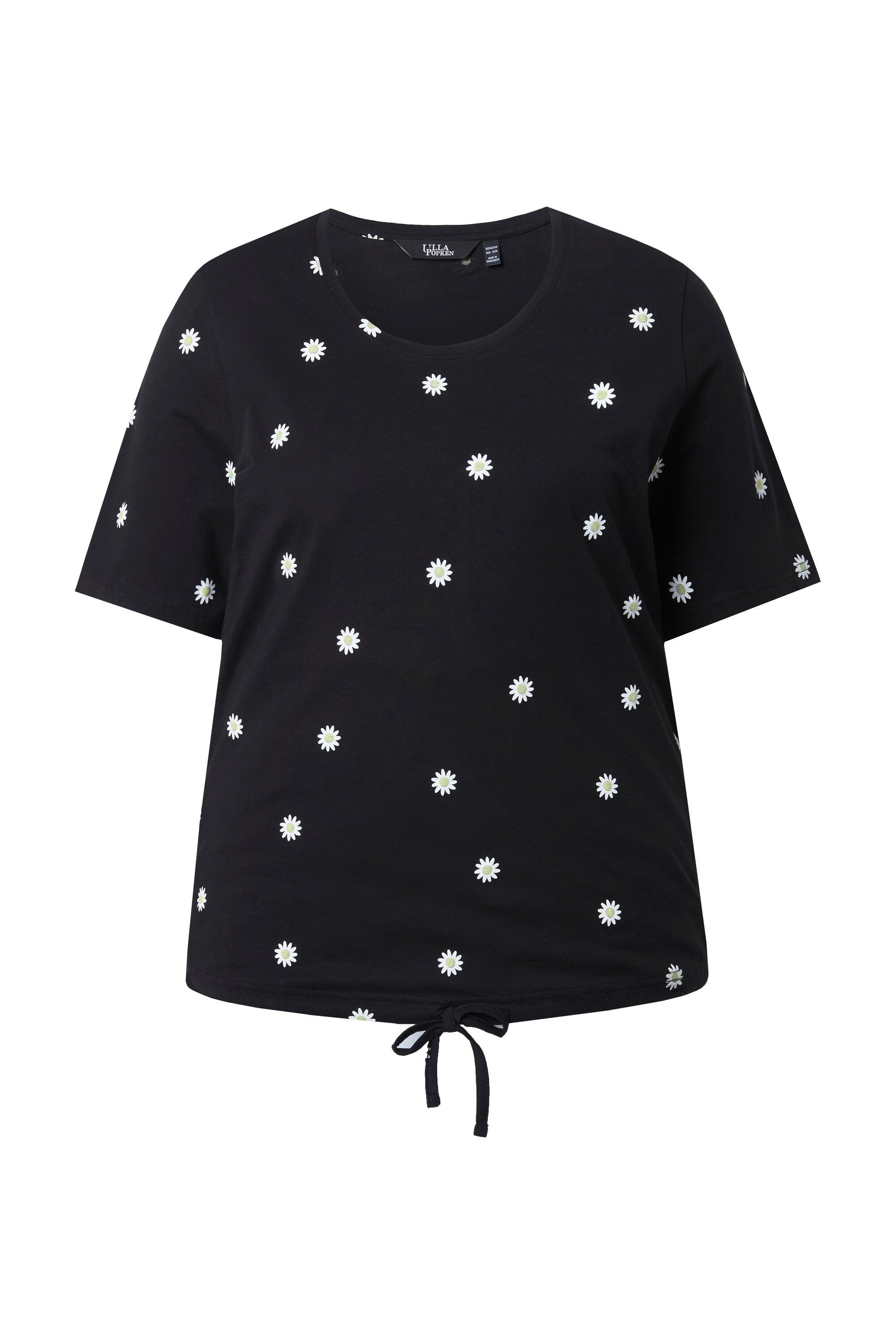 Ulla Popken T-Shirt T-Shirt Blüten Classic Rundhals Halbarm Tunnelzug günstig online kaufen