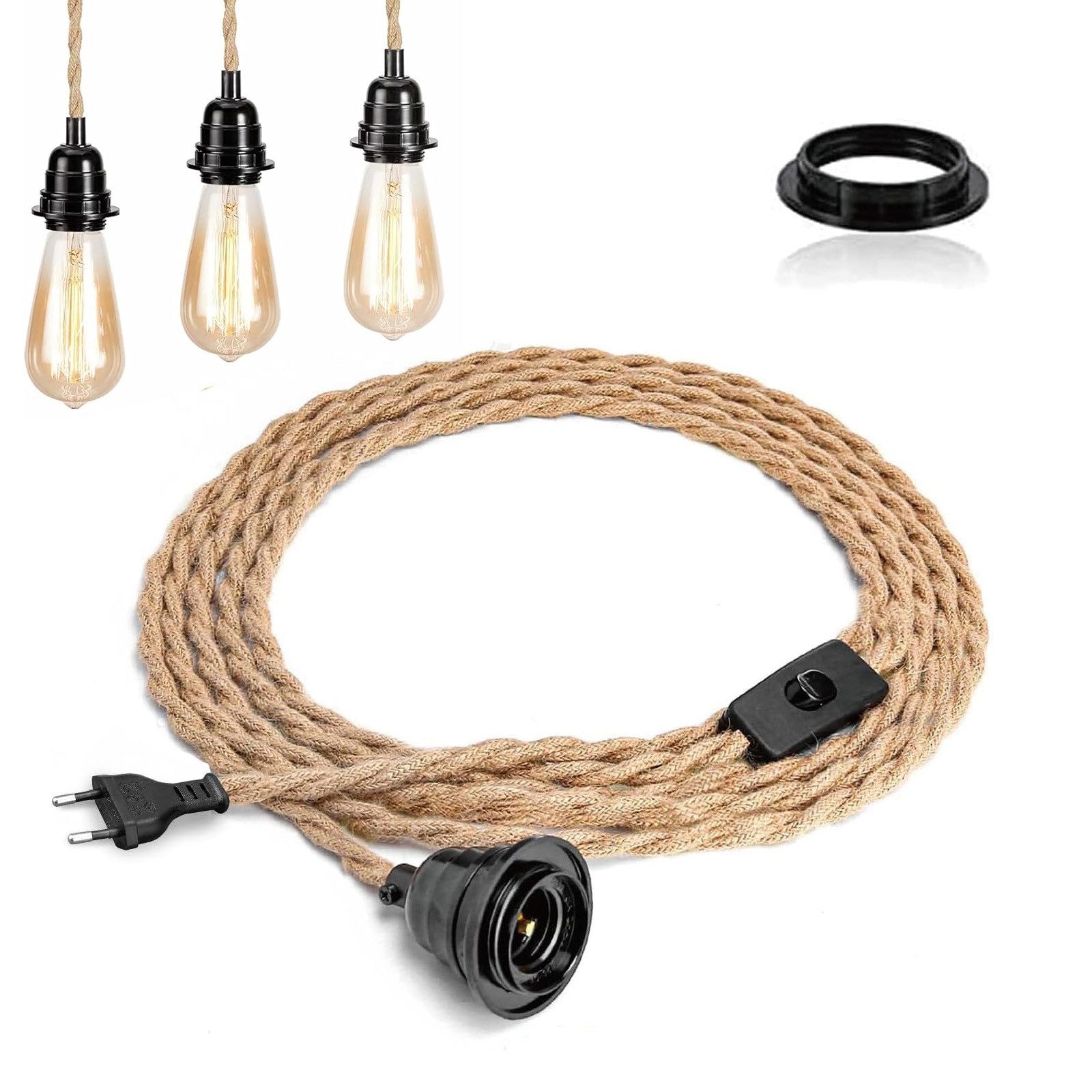 BlingBin Pendelleuchte mit Schalter, Vintage Lampenkabel günstig online kaufen