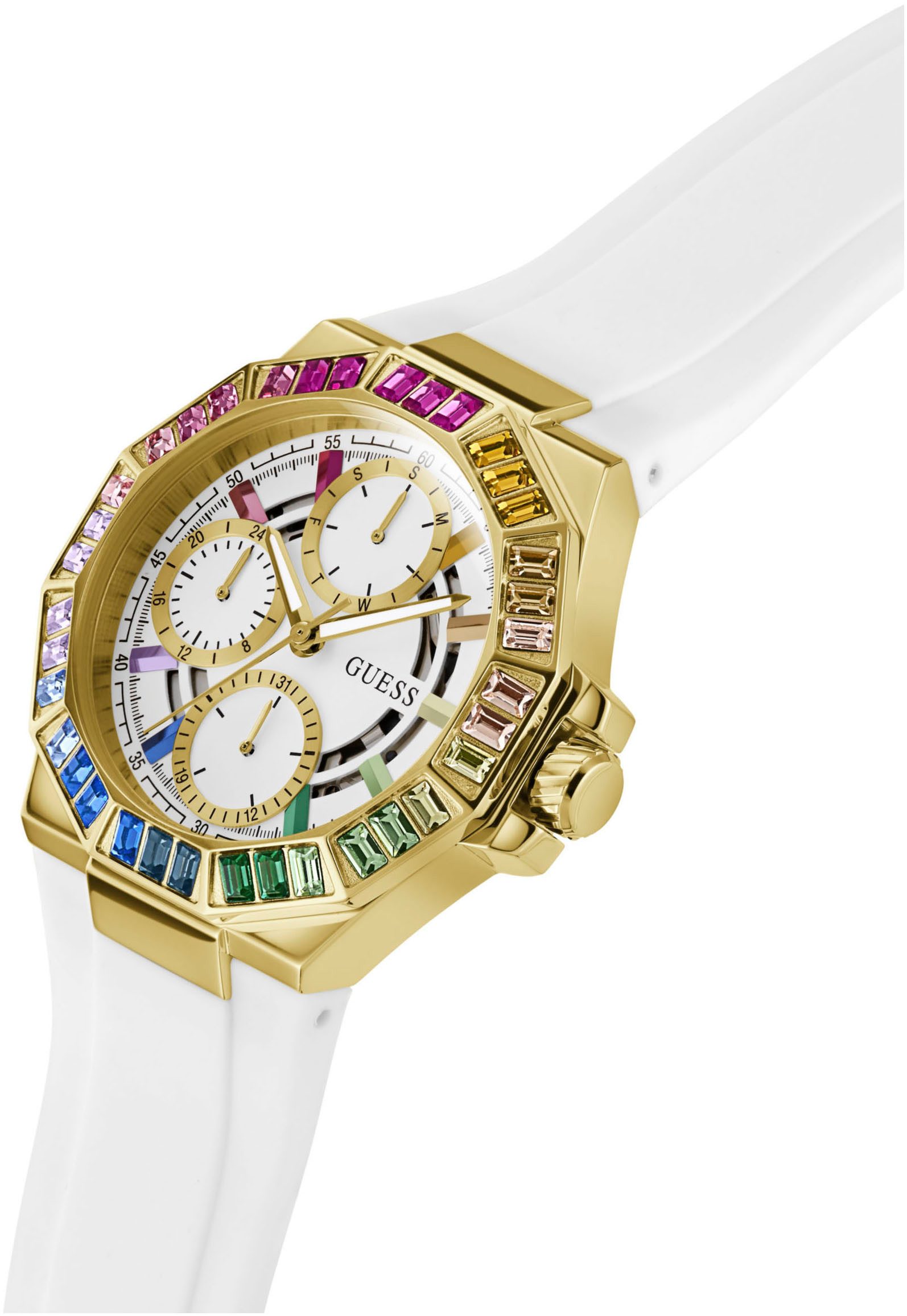 Guess Multifunktionsuhr SELENE GW0779L1, Quarzuhr, Armbanduhr, Damenuhr, Datum, 12/24-Std.-Anzeige