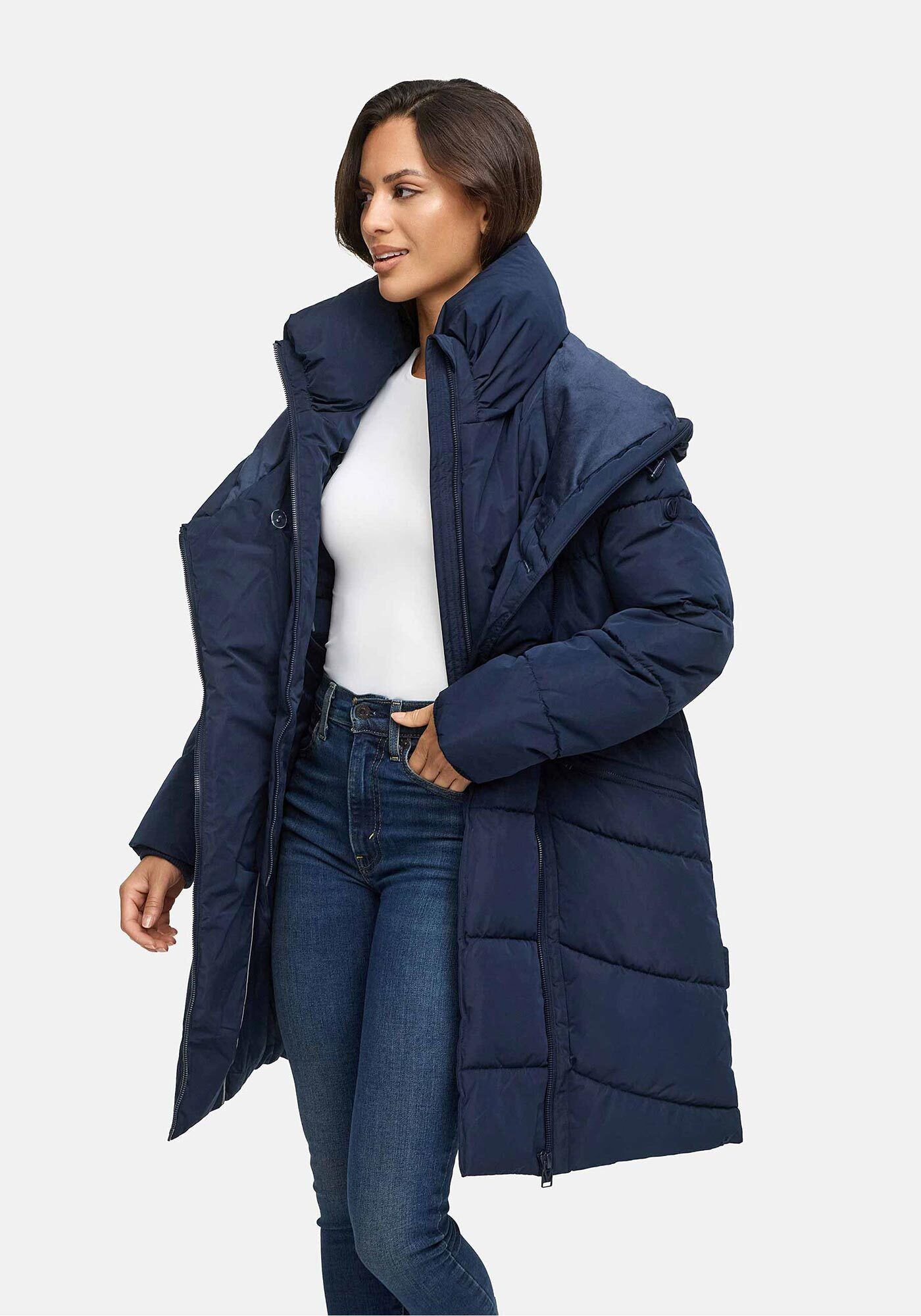 Marikoo Winterjacke Virenaa mit extra hohem Kragen und warmem Fleecefutter