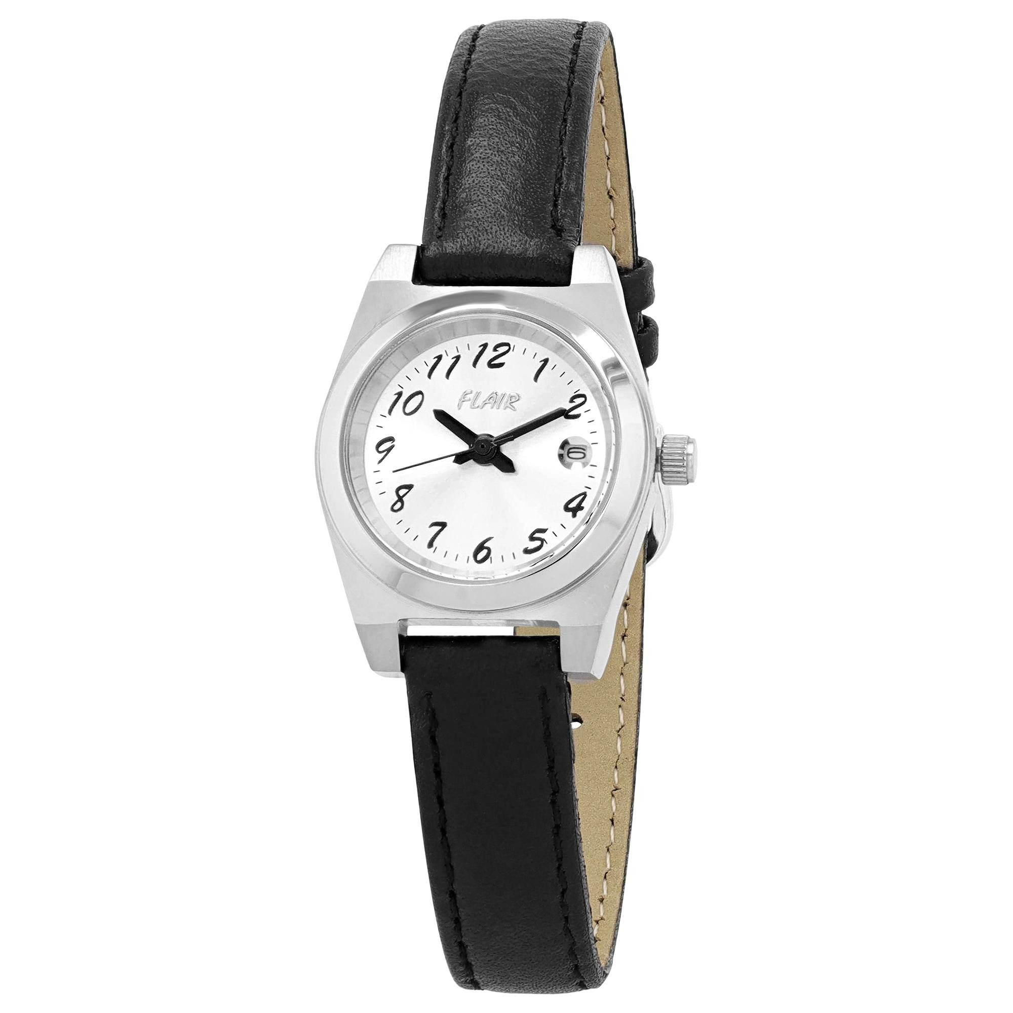 FLAIR Quarzuhr 100722500003 feminine Damenuhr, echt Leder, Datumsanzeige