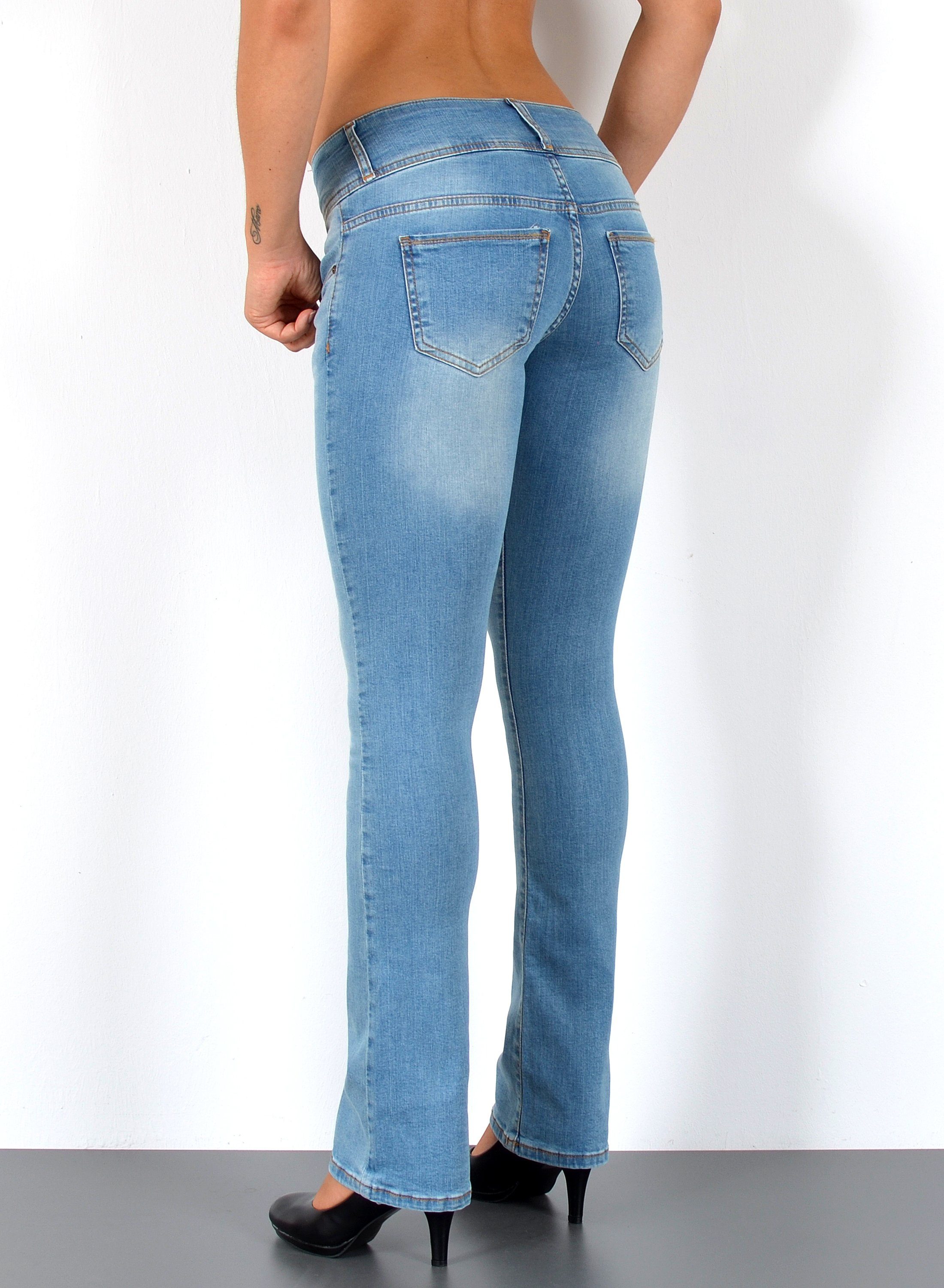 ESRA Bootcut-Jeans Damen Schlaghose Bootcut Jeans Damen Stretch Hose bis Übergröße B3 Damen Jeans Bootcut Hose Wide Leg Jeanshose Low Waist bis Plus Size – Bild 4 von 5