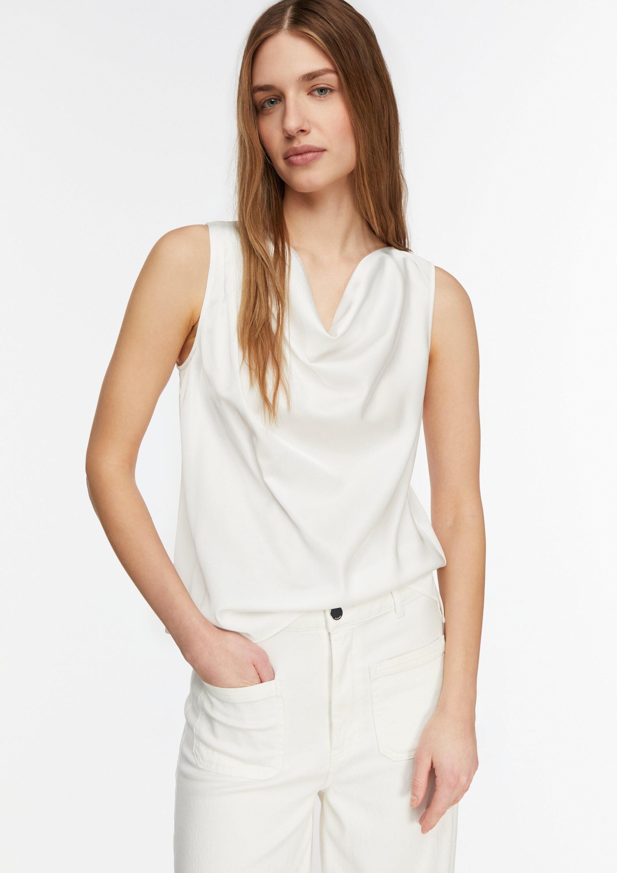 comma Blusentop Bluse Satin-Wasserfall-Top