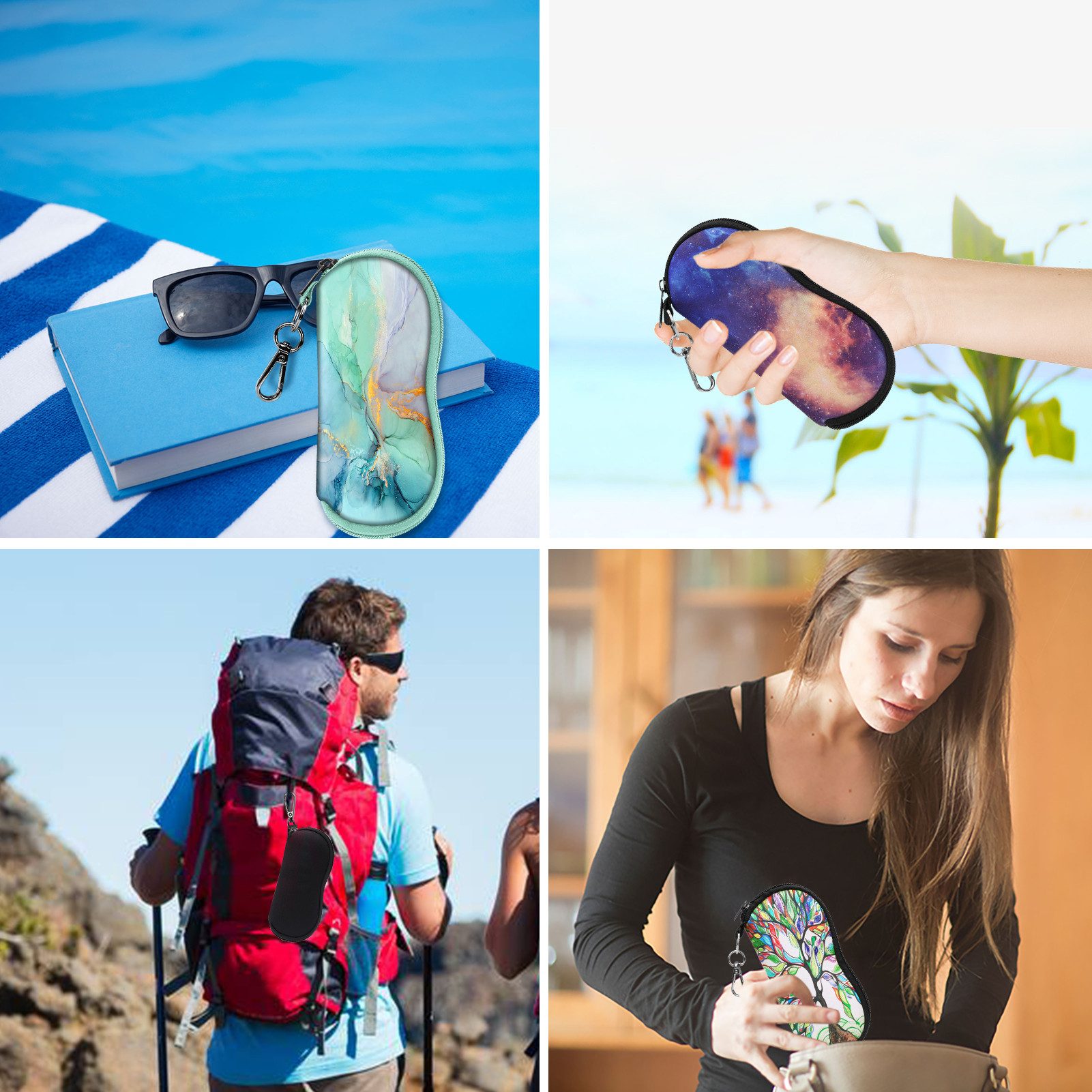 Fintie Brillenetui Weich - Neopren Sonnenbrille Etui Ultraleicht Brillenhülle, mit Karabiner für Damen Herren Schwimmbrille