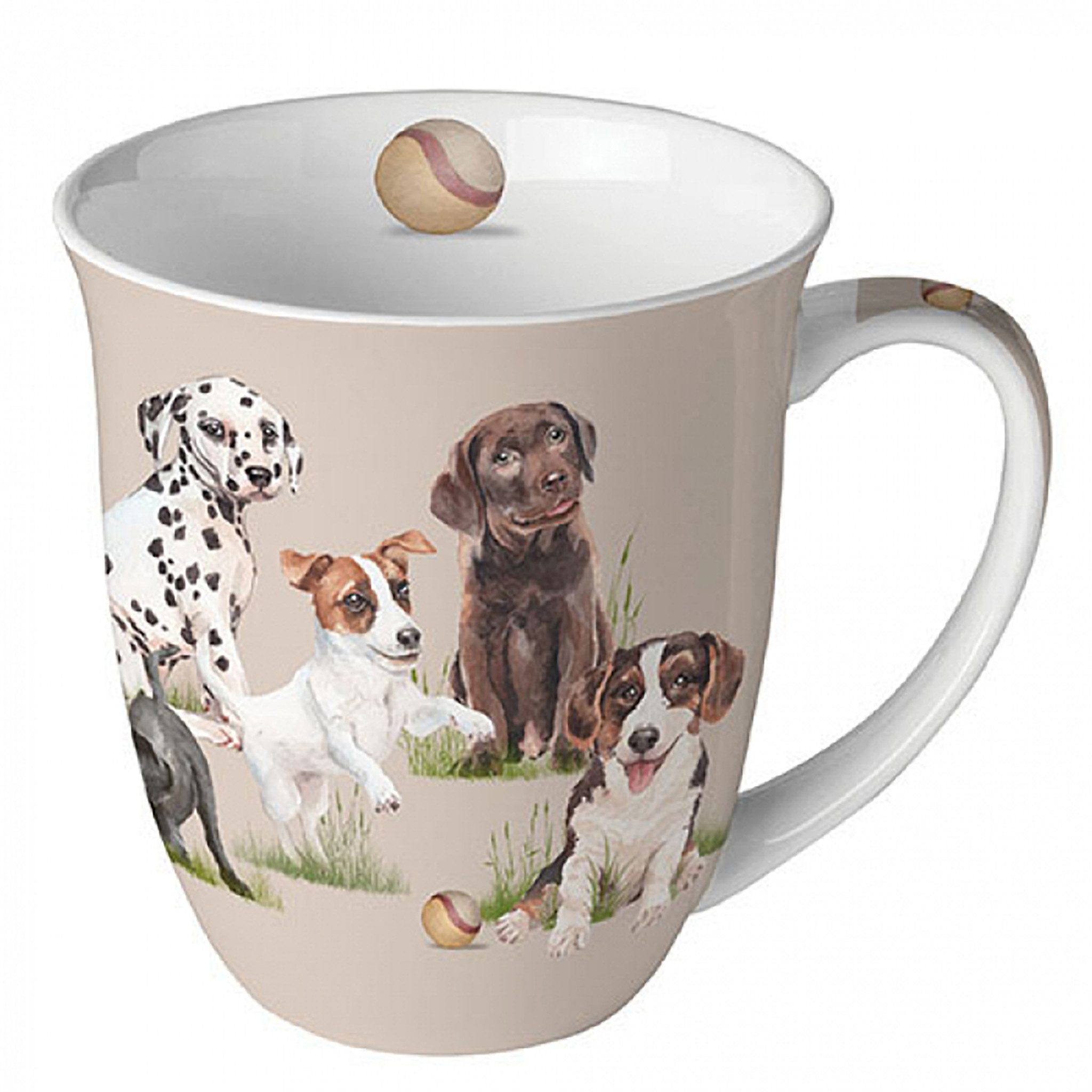 Ambiente Luxury Paper Products Tasse, Keramik, Tasse 10cm Porzellan mit Hunde Motiv Braun