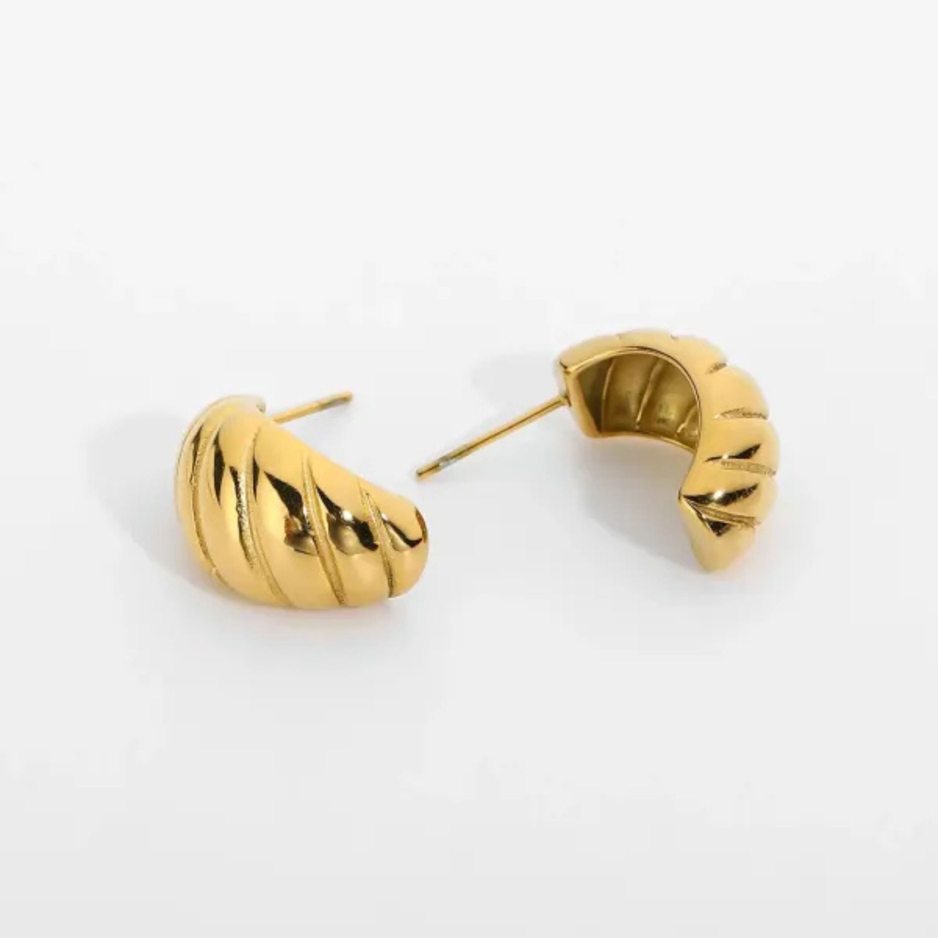 Einzelstück Paar Ohrstecker Croissant Hoops