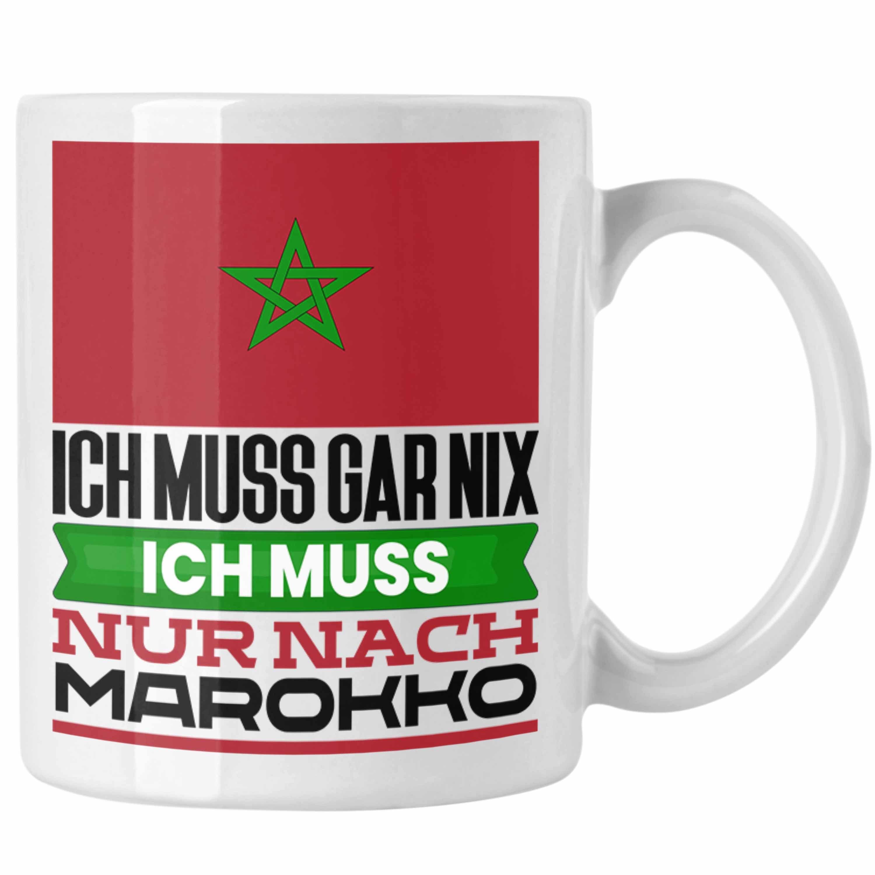 Trendation Tasse Marokko Tasse Geschenk für Marokkaner Geburtstag Urlaub Geschenkidee I Weiss