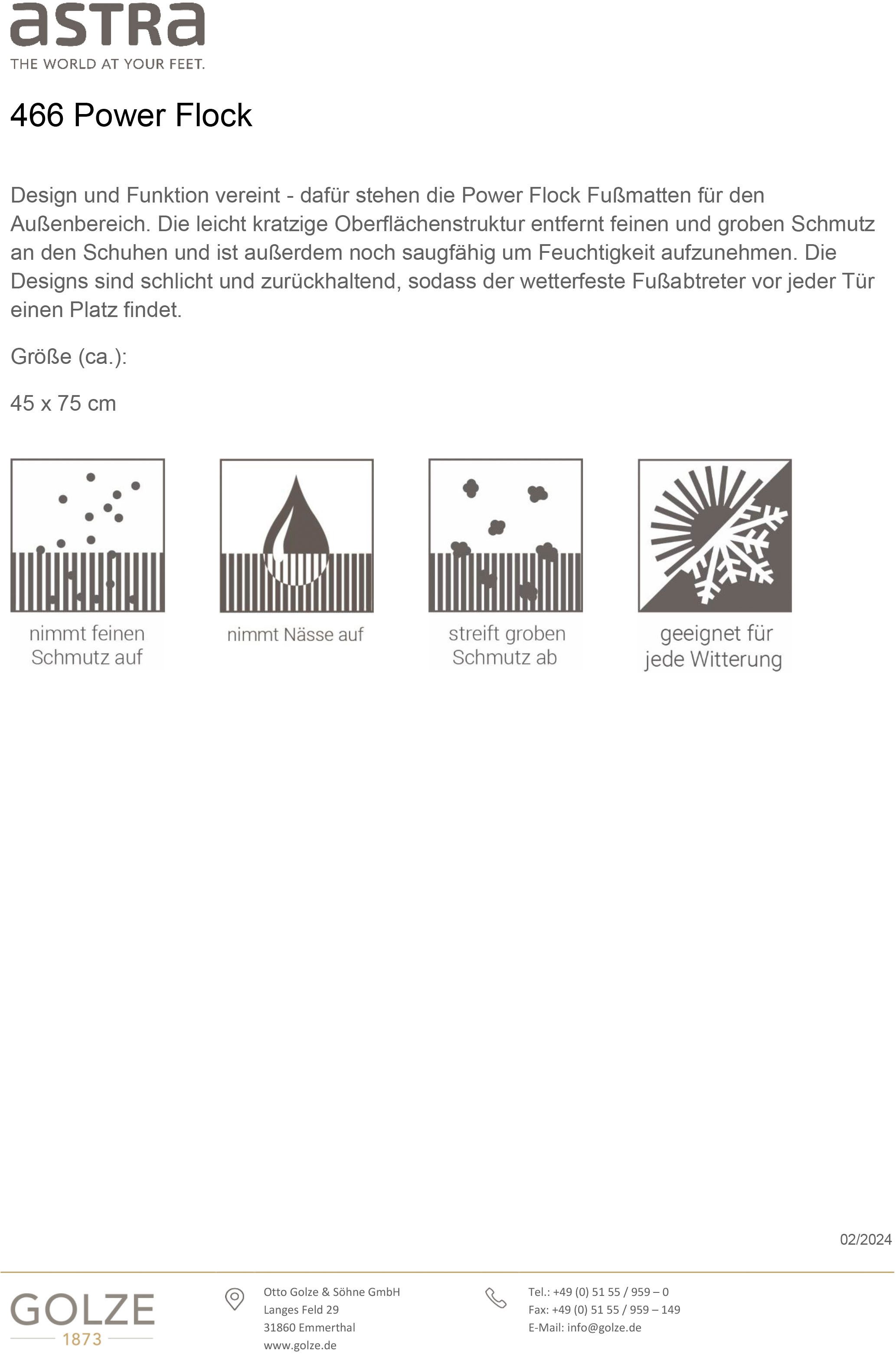 ASTRA Fußmatte Power Flock 2, rechteckig, Höhe: 10 mm, Flock Fussmatte, Türmatte mit Hundepfoten, wetterfest