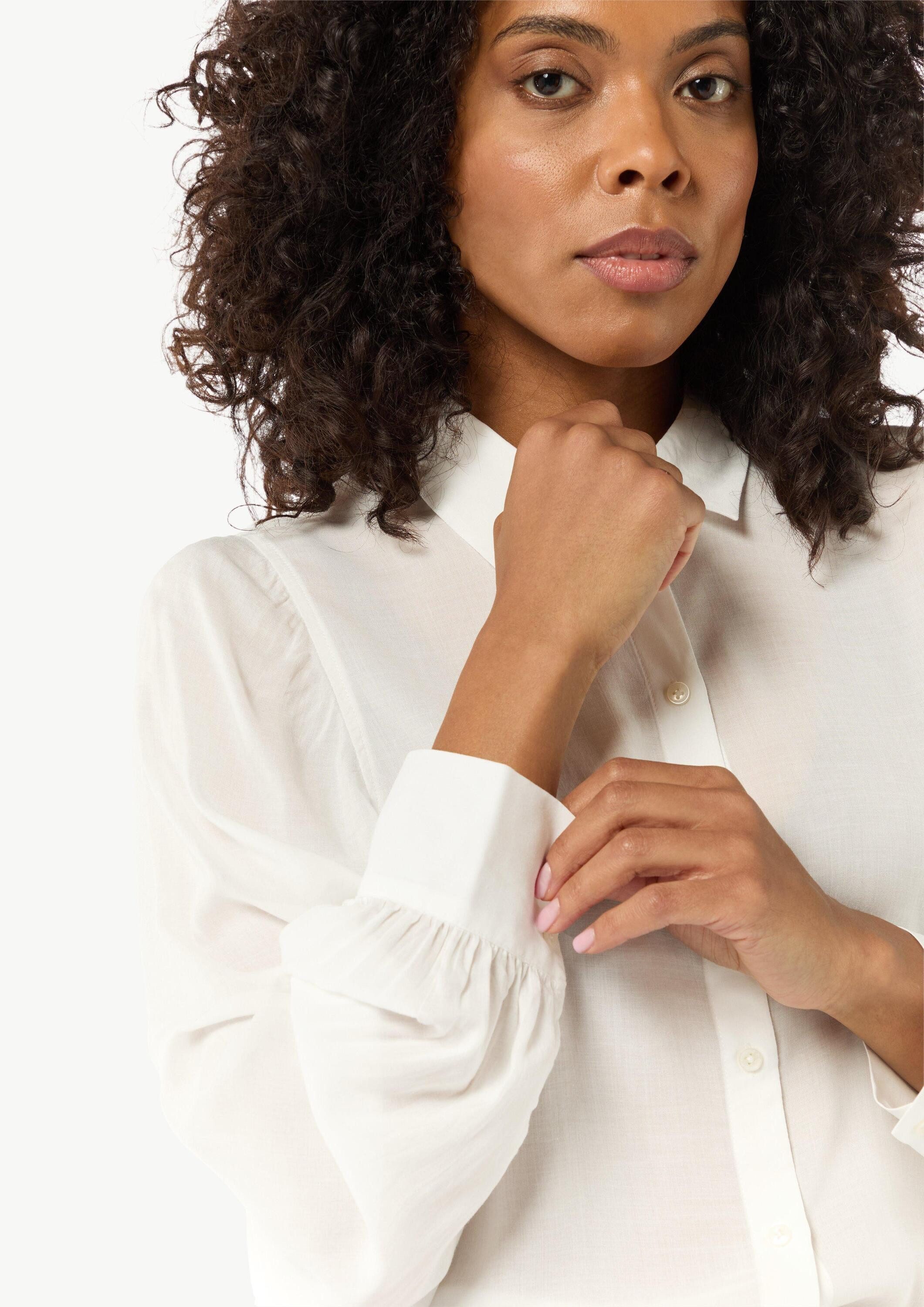 comma Langarmbluse Bluse Relaxed-Fit-Bluse mit voluminösen Ärmeln und Raffungen