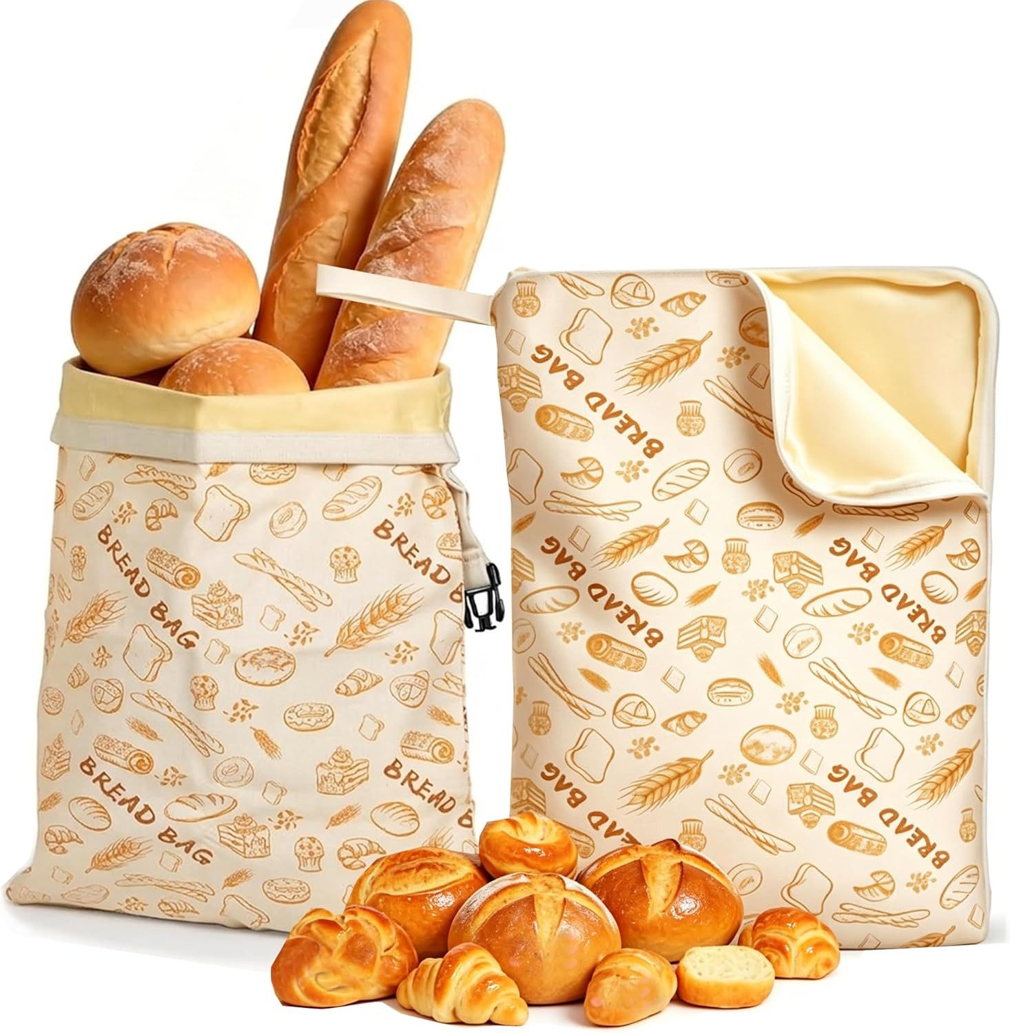 Agger Brottasche Bienenwachs Brotbeutel 2er Pack (43x33cm) – Wiederverwendbare, (2-tlg)