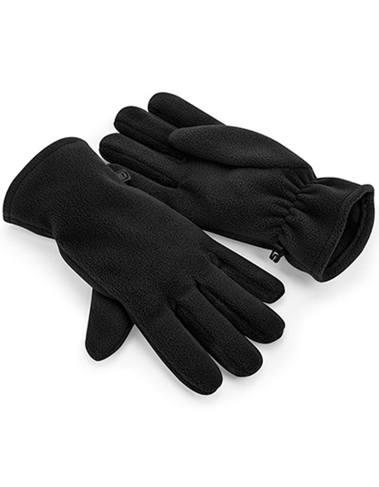 Black Stadler Fleece Fingerhandschuhe recyceltes Modescout Gloves Fleecehandschuhe Ultra-Thermostoff Polyester