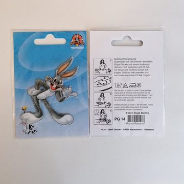 LOONEY TUNES Aufnäher Bügelbild, Aufbügler, Applikationen, Patches, Flicken, zum aufbügeln, Polyester, Looney Tunes Bugs Bunny - Größe: 7,1 x 5,9 cm