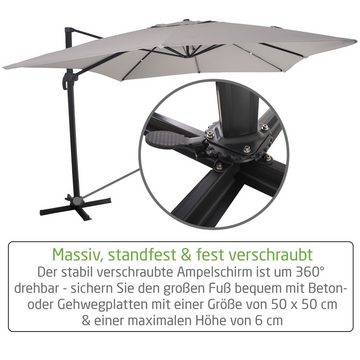 Raburg Ampelschirm Gartenschirm Helios Premium, massiver XXL Sonnenschirm, 3 x 3m, 360° drehbar, 5 Stufen neigbar, Alu & Stahl, UV50+, Stoff 250g/m2