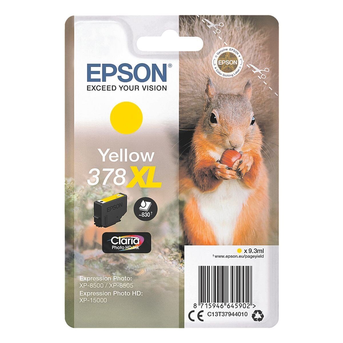 Epson 378XL Tintenpatrone (Original Druckerpatrone, gelb)