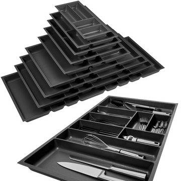 SO-TECH® Besteckeinsatz Orga-Box 2 silbergrau Canvas Leinwand Struktur für Nobilia, Besteckeinsatz 209 mm Breite, Anthrazit