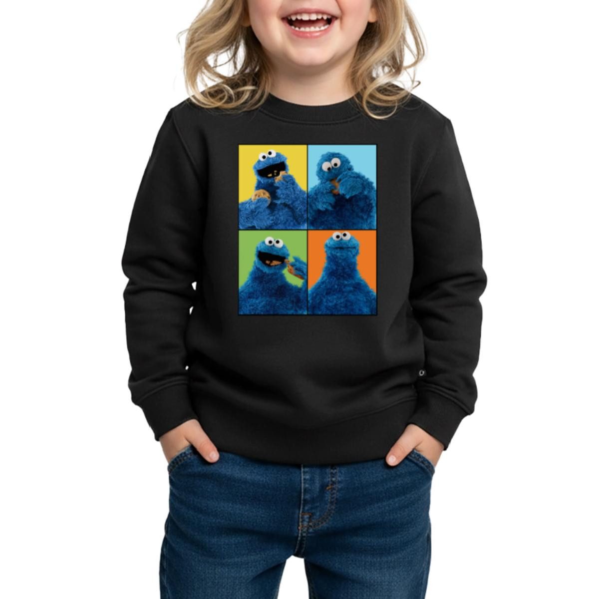 Spreadshirt Sweatshirt Sesamstraße Krümelmonster Posen Kinder/Teenager Premium Pullover (1-tlg)