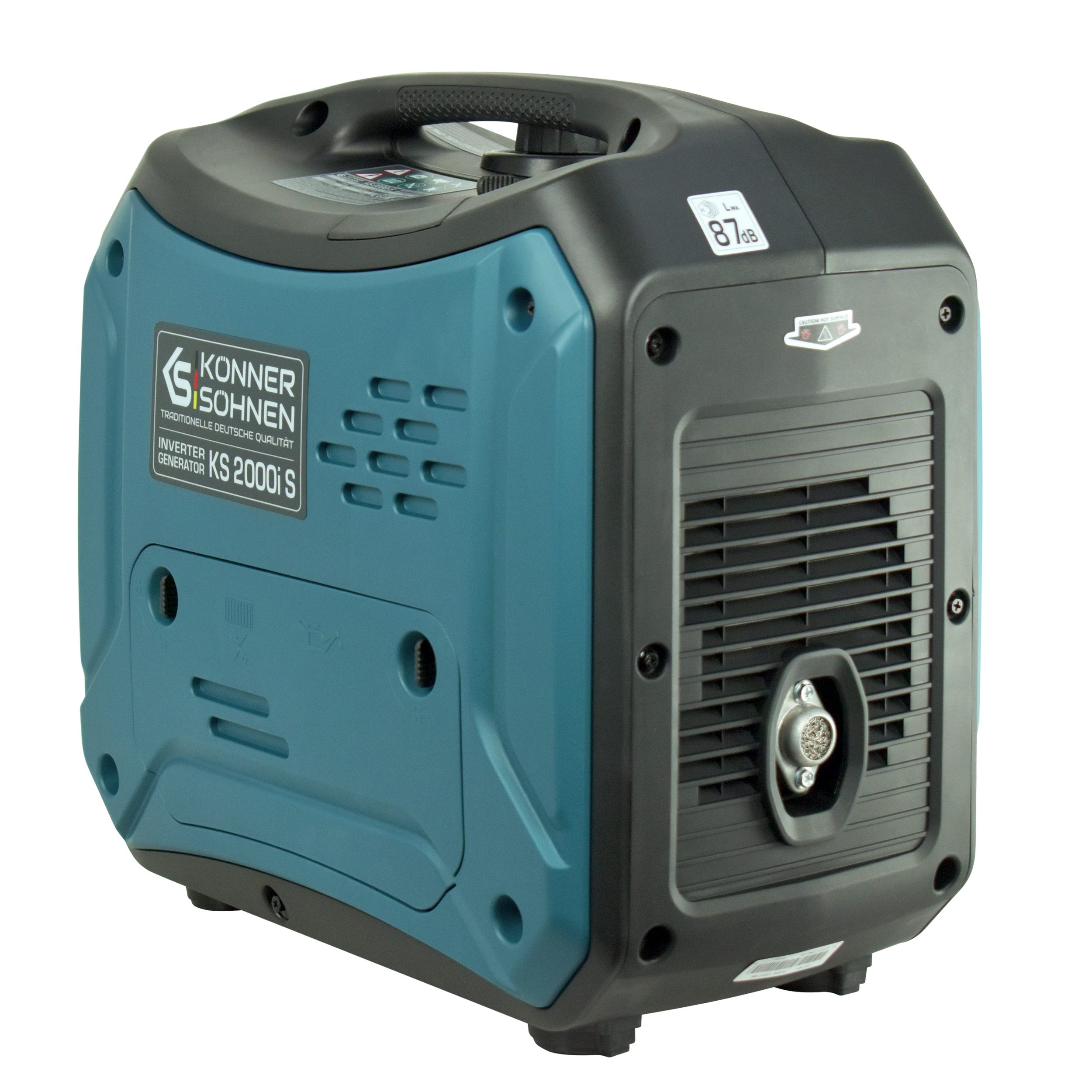 Könner & Söhnen KS 2000i S generator, 2.00 kW, (inverter generator, soundproof housing (62 dB Lpa 7 m), 1-piece, Schuko 230V, 2 x USB ports, LED display, ECO mode), short-circuit and overload protection, EURO V