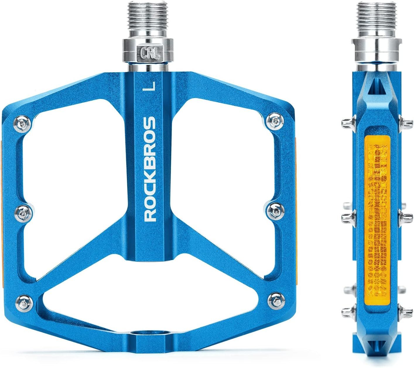 ROCKBROS Fahrradpedale Rutschfeste Alu Fahrradpedale mit Reflektor 9/16 Zoll für MTB&E-Bike