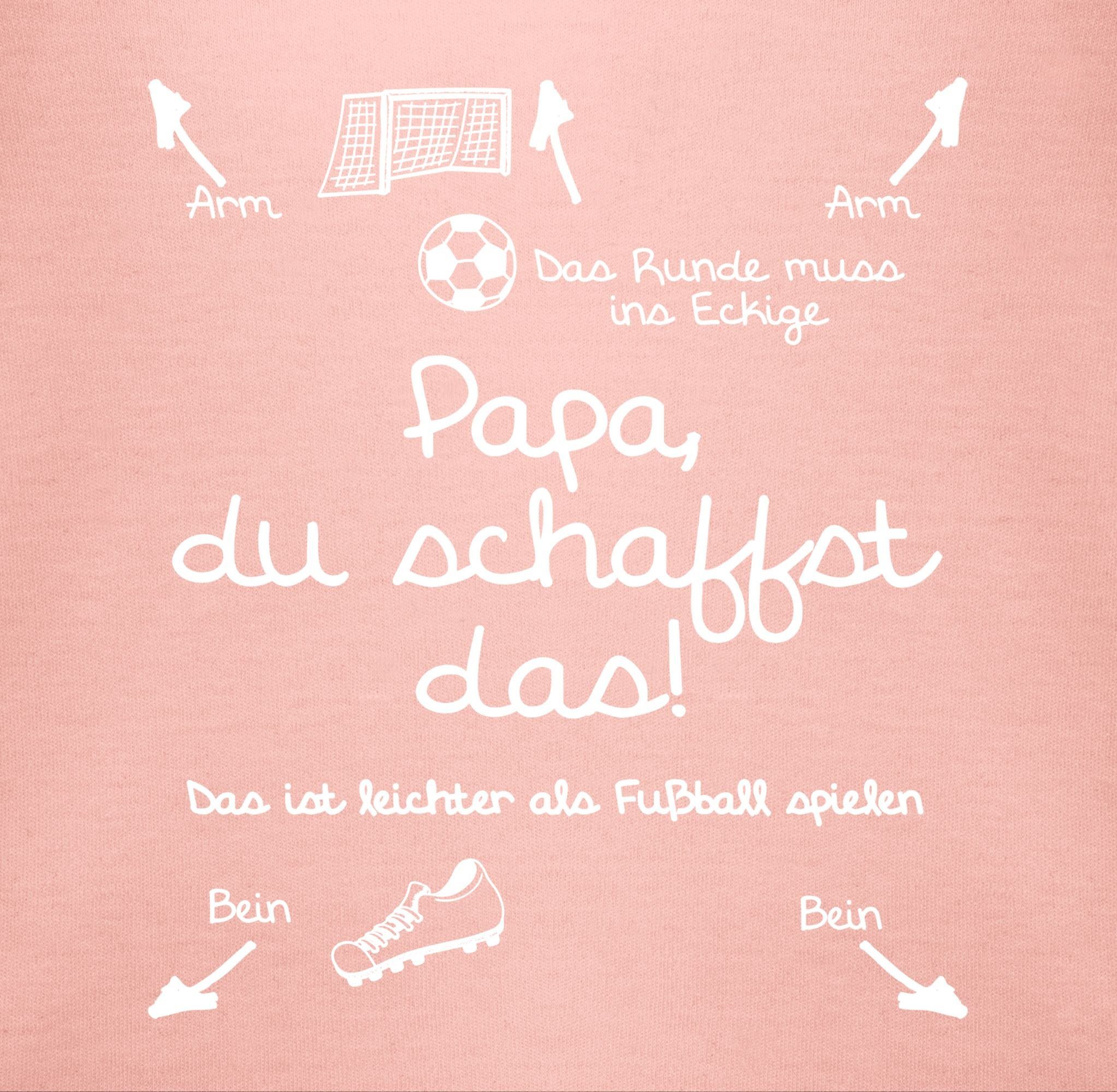 Shirtracer Sprüche Papa Babyrosa 3 - Baby Fußball das schaffst Shirtbody weiß du