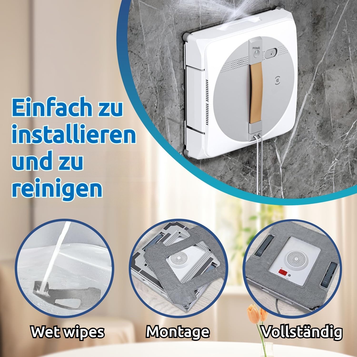 JOYOLEDER 10 Stück Reinigungstuch Ersatzteile kompatibel mit ECOVACS WINBOT Mikrofasertuch (26x26 cm, W2 PRO / W2 PRO Omni / W2 / W1 Pro / W1 Fensterputzroboter, 10-tlg., Reinigungstuch Zubehör Ersatz Wischtücher, Wiederverwendbar & Waschbar)